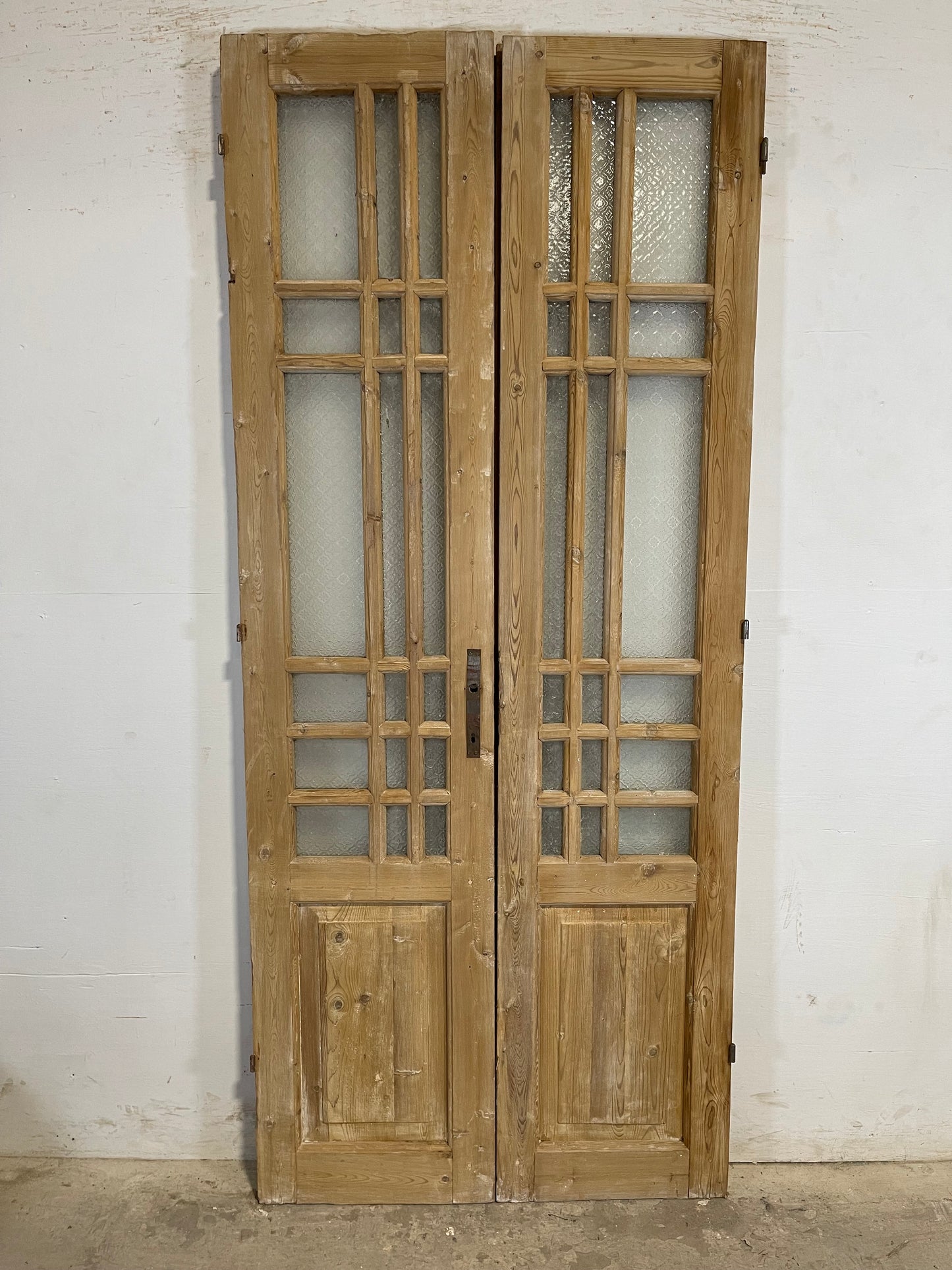 Antique French panel doors with glass (86.75x37.25) L107