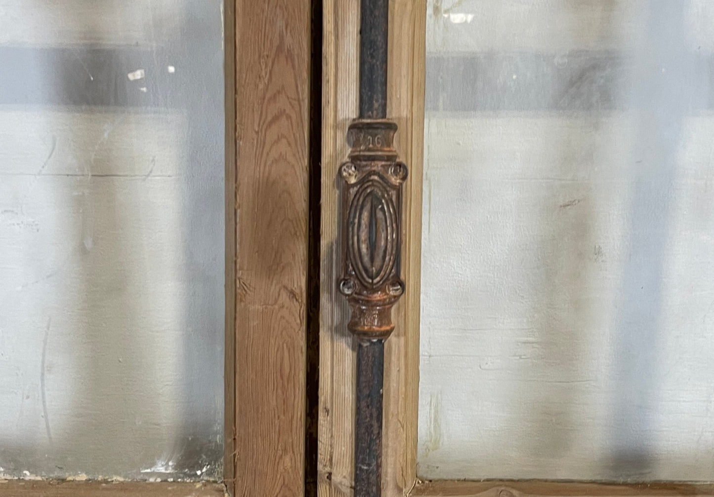 Antique French panel doors with glass (97.75x43.75) L160