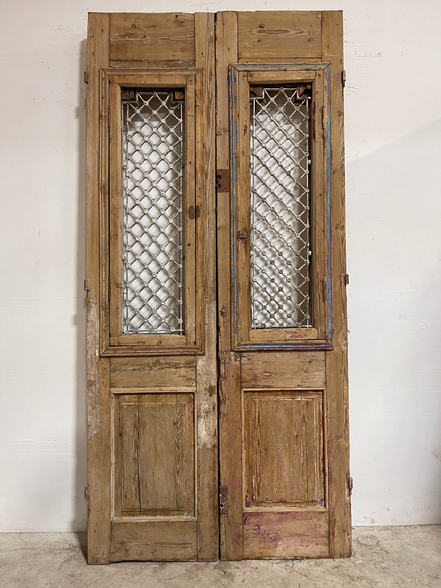 Antique French Panel Doors with Metal (100.5x48) J114