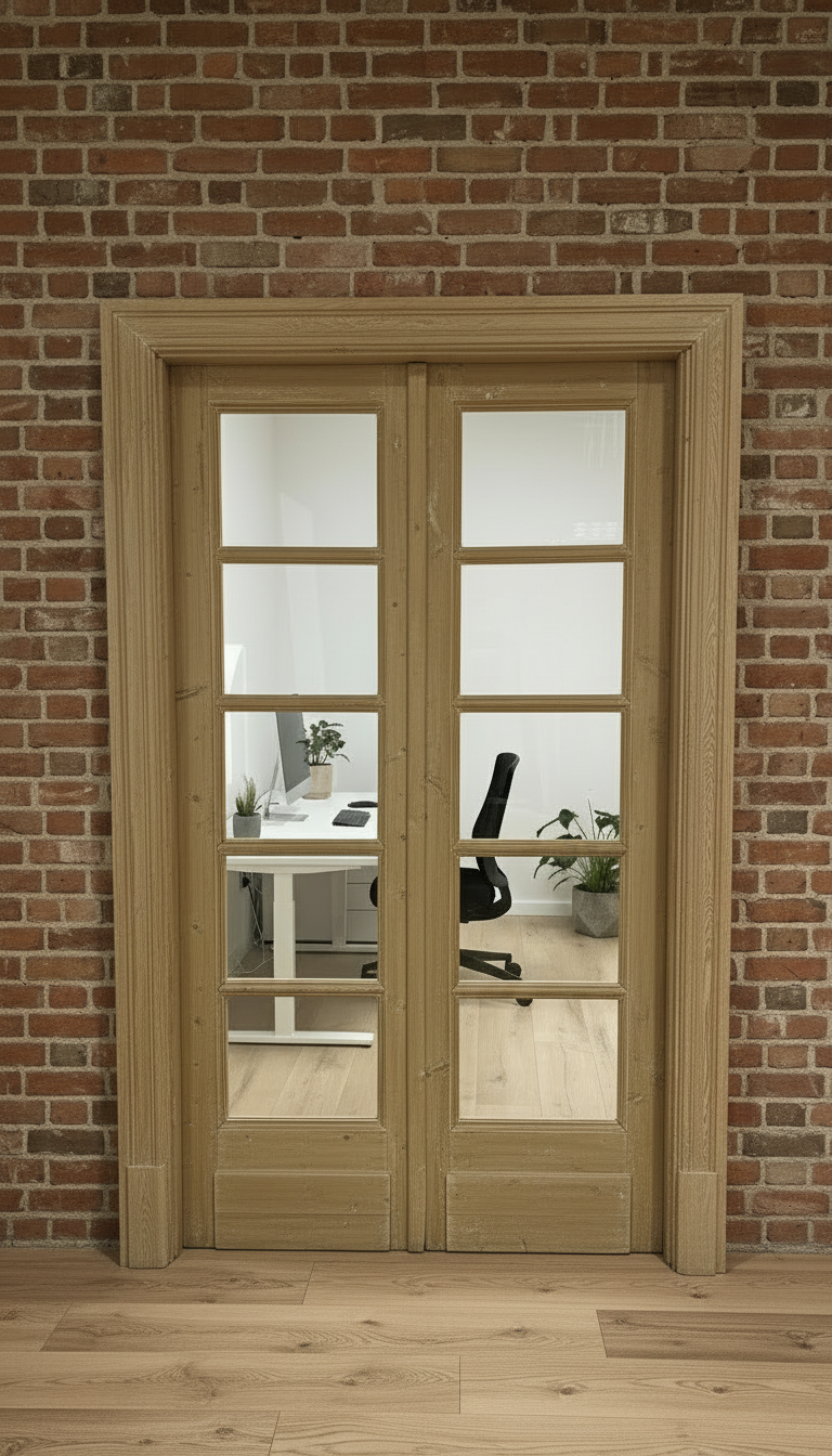 Antique French panel doors with Glass (84x44.5) P147