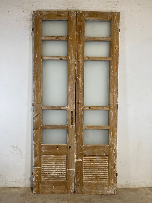 Antique French panel doors with glass (92.75x43.5) L180