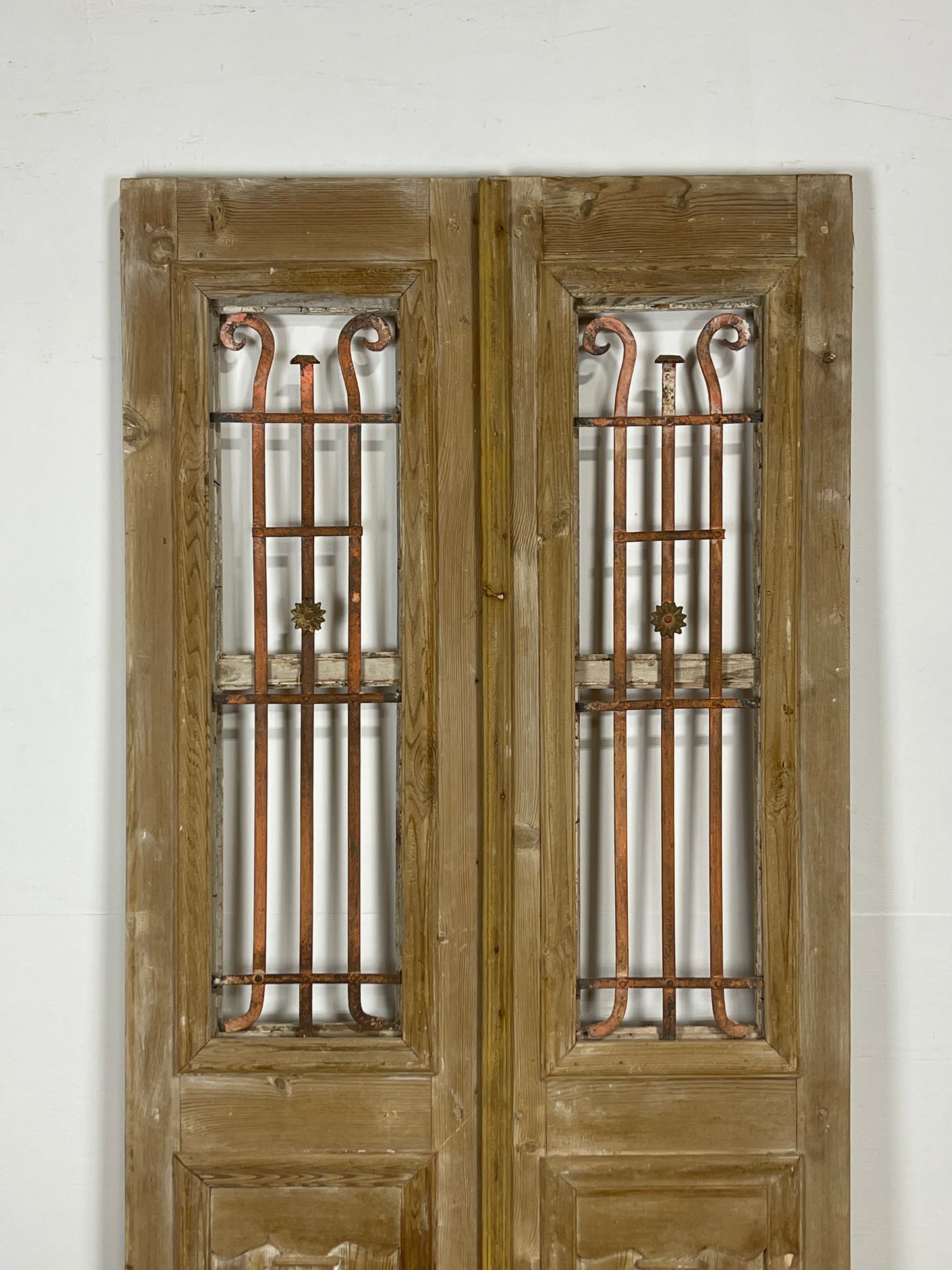 Antique French panel doors with Metal (84.5 x 35.25) O18