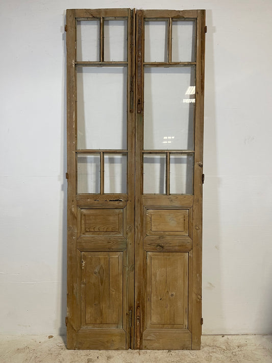 Antique French panel doors with glass (93.5 x 37.5) L222