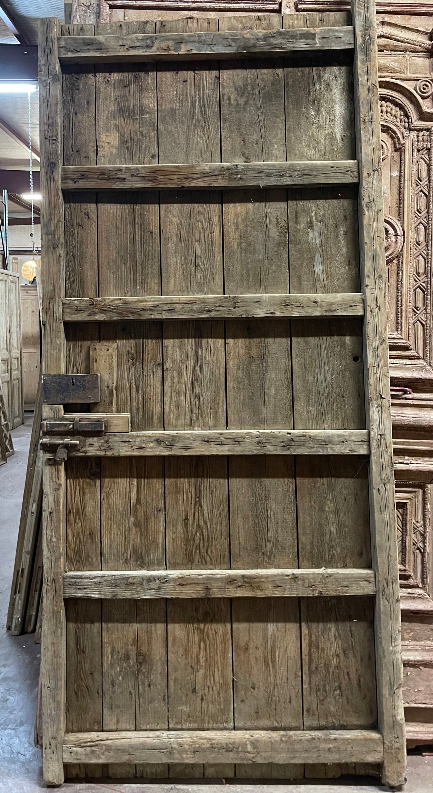 Antique French Panel Door with Carving (113.25x50.75) J060