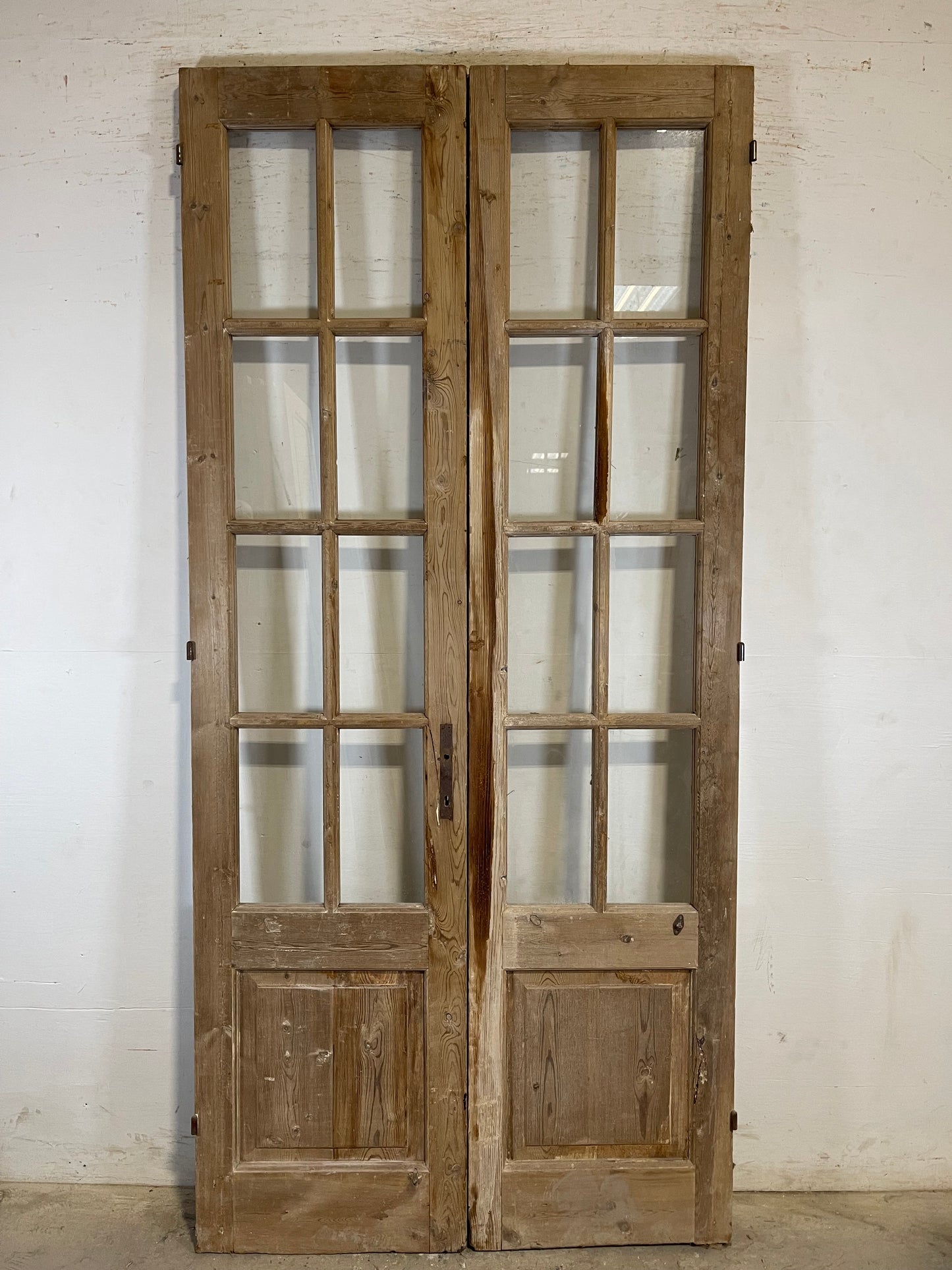 Antique French panel doors with glass (93.25x43.5) L139