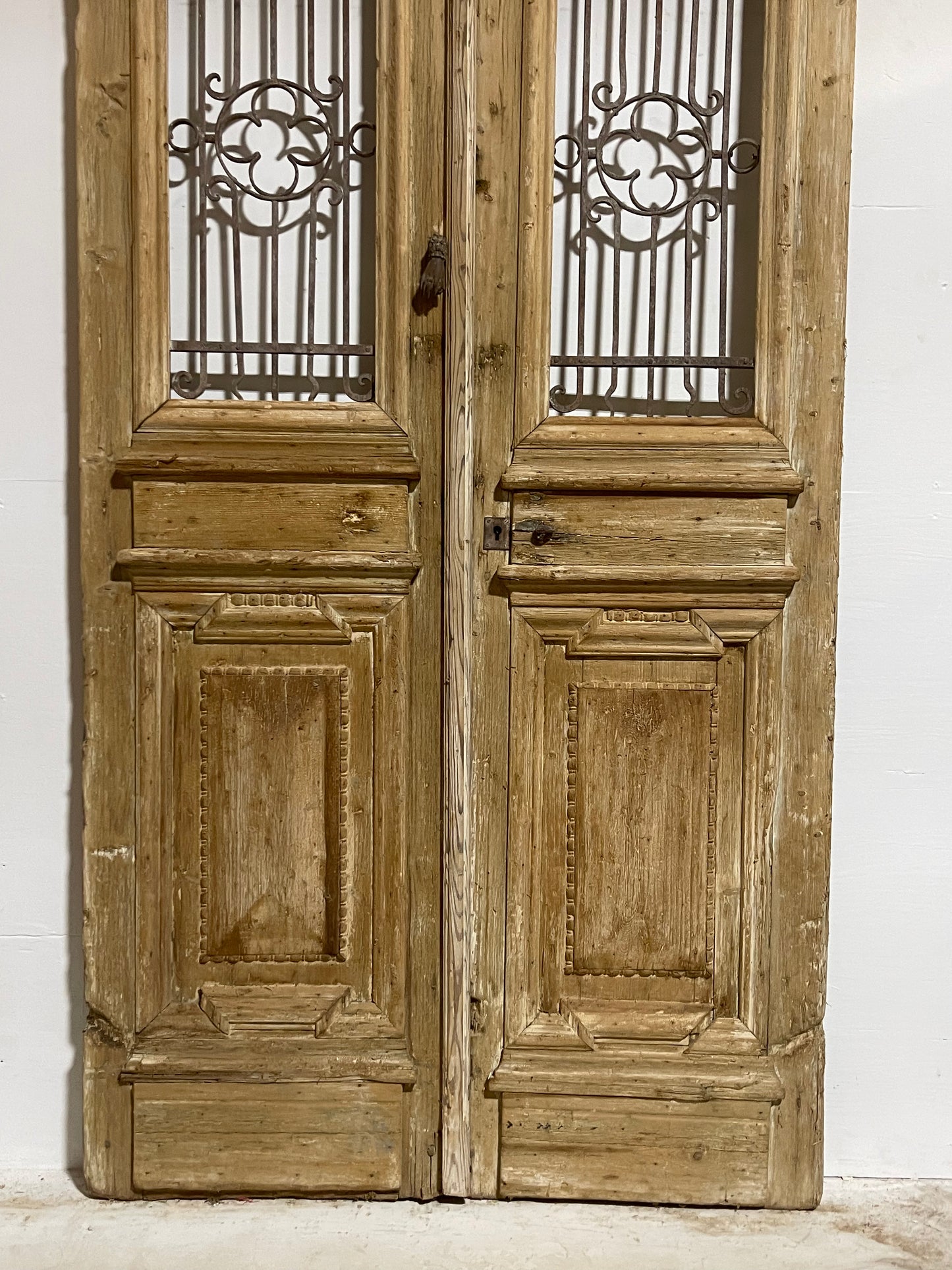 Antique French panel door with metal (108.5x50)J100