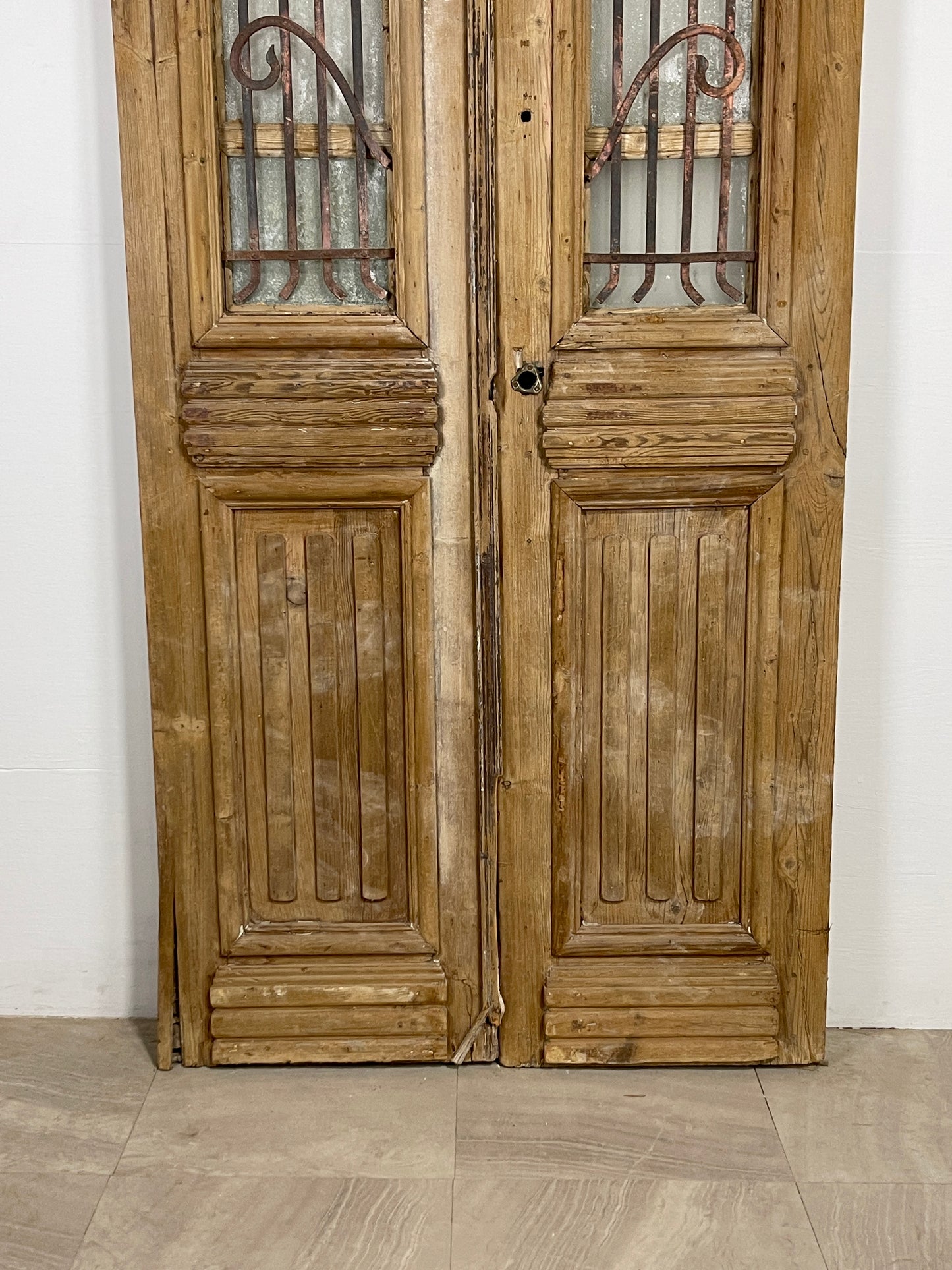 Antique French panel doors with Metal ( 93.25 x 39.5) O32