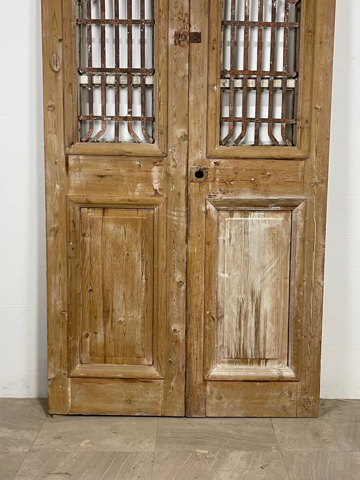 Antique French panel doors with Metal ( 88.25 x 43.25 ) O30