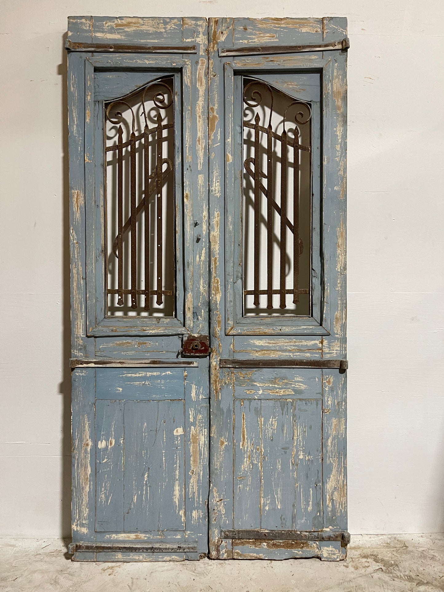 Antique French Panel Doors with Metal (97x50) J101