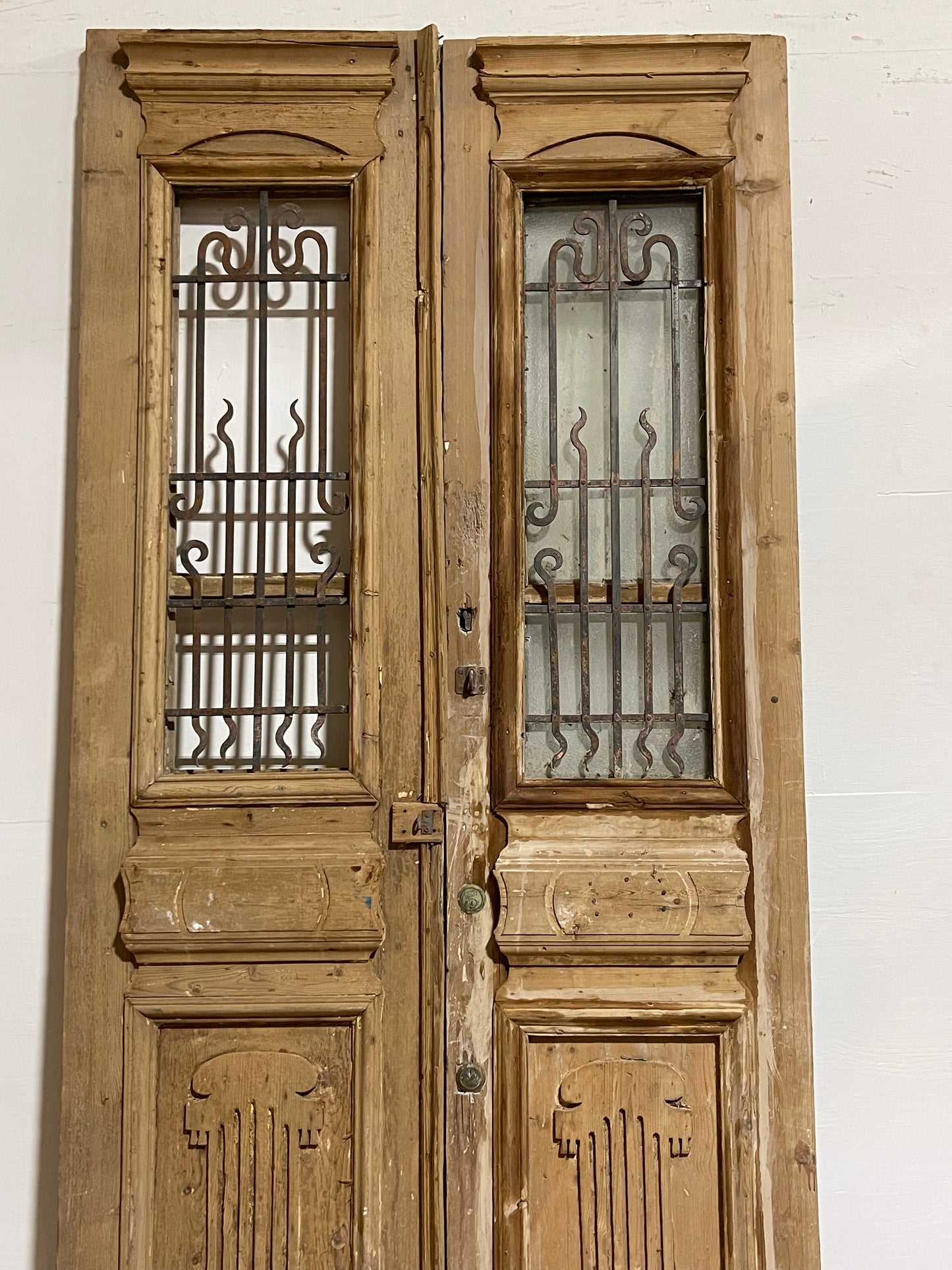 Antique French Panel Doors with Metal (97.25x44) J108