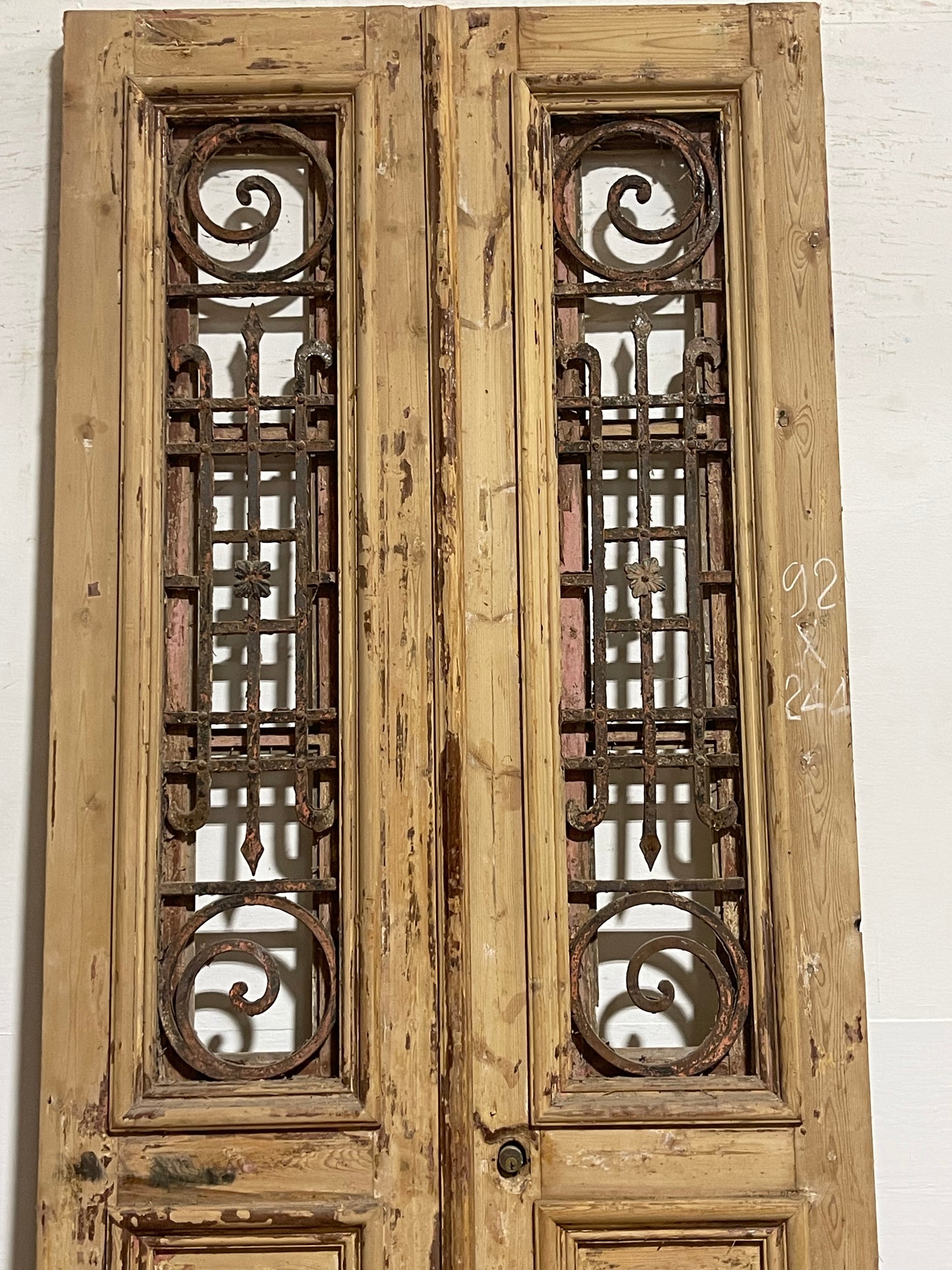 Antique French Panel Doors with Metal (96x36.25) K104
