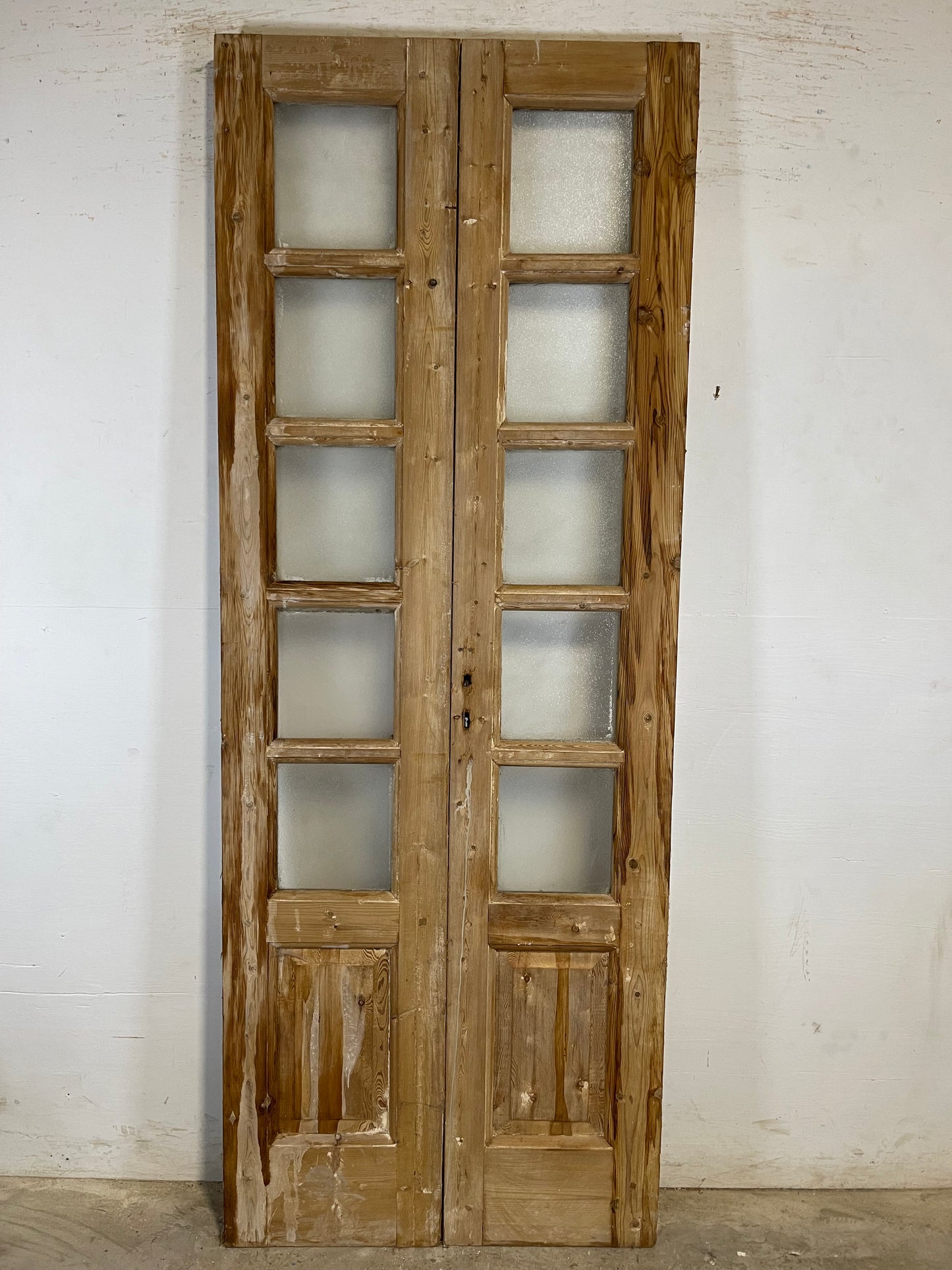 Antique French panel doors with glass (87.75x33) L148