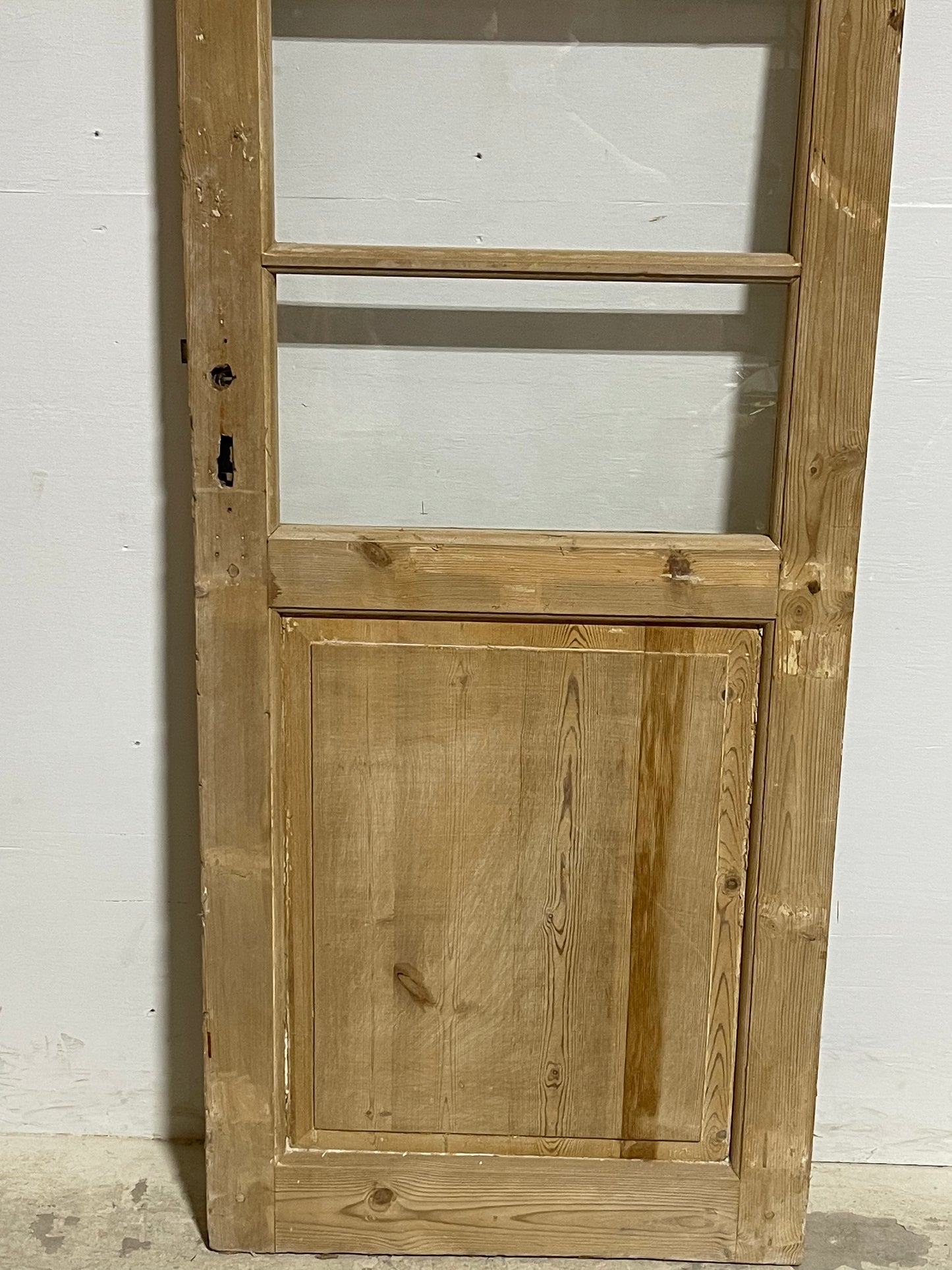 Antique French Panel Door with Glass (84.25x28.25) J905