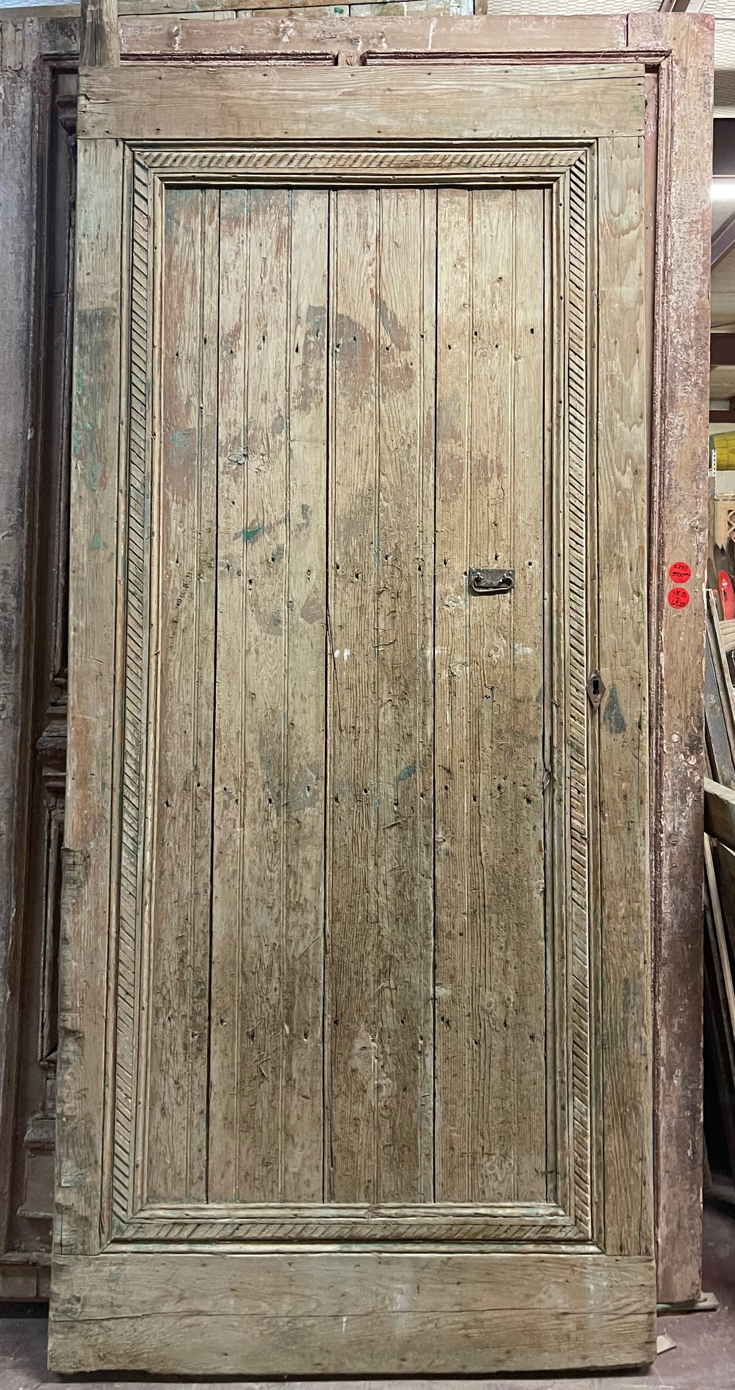 Antique French Panel Door with Carving (113.25x50.75) J060
