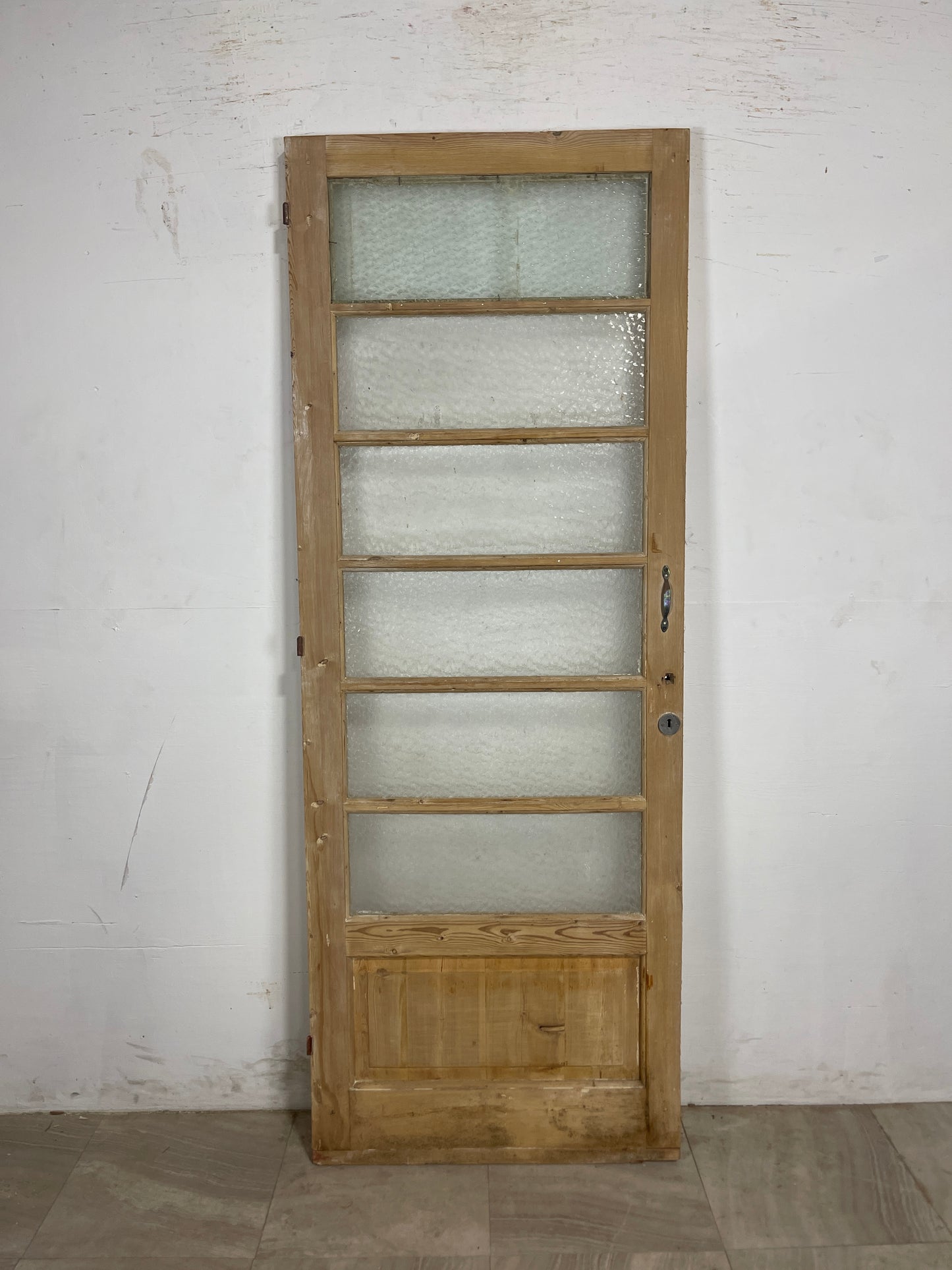 Antique French Panel Door with Glass (85.5 x 31.75) N229