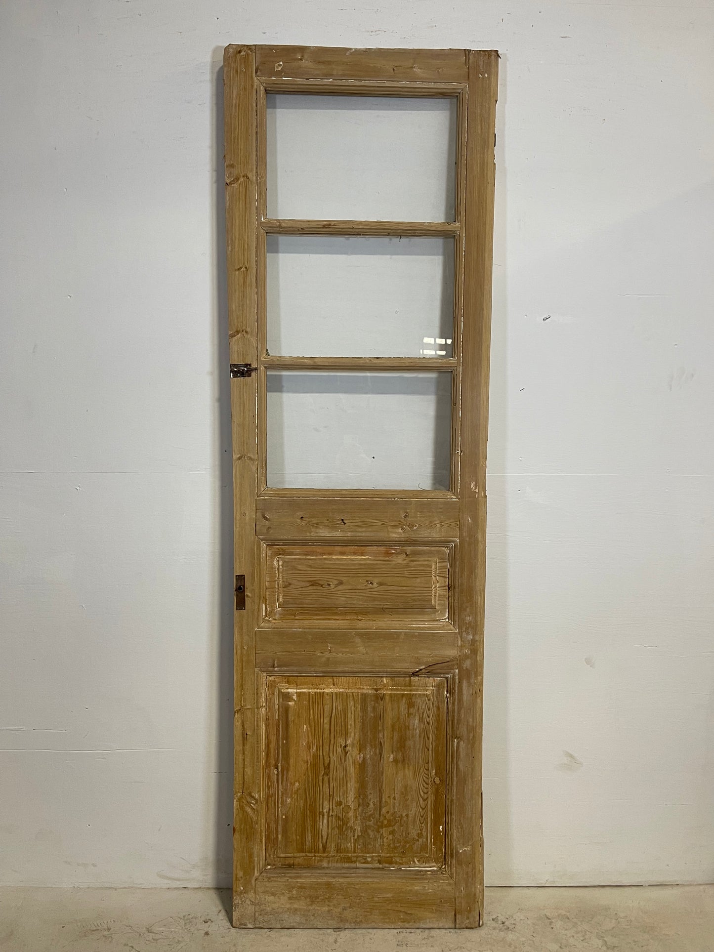 Antique French Panel Door with Glass (90.5x26.75) L252