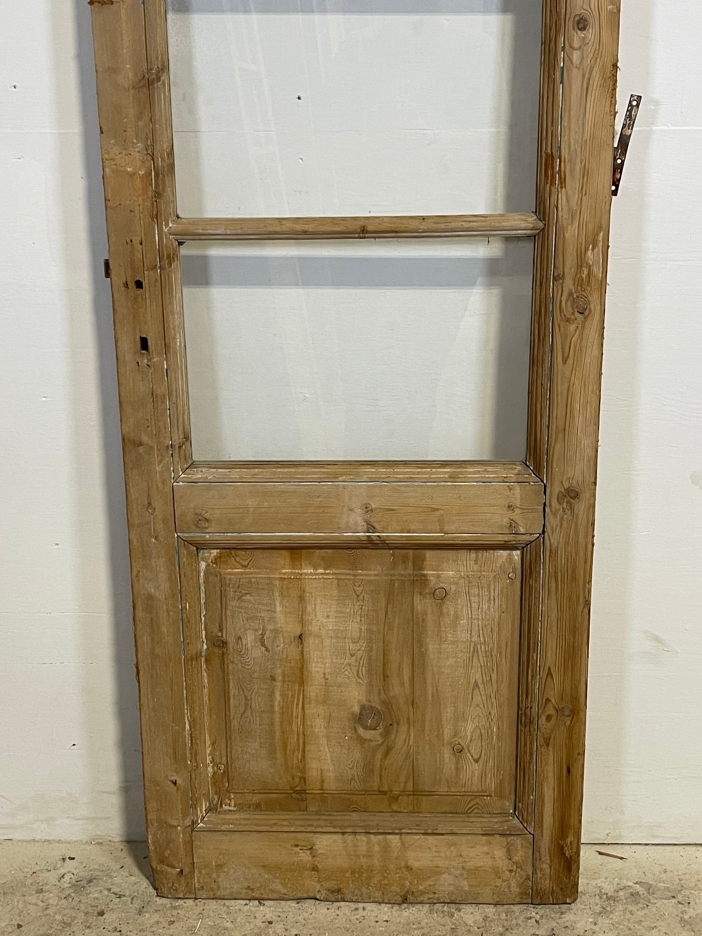 Antique French Panel Door with Glass (89.25x27.75) L325