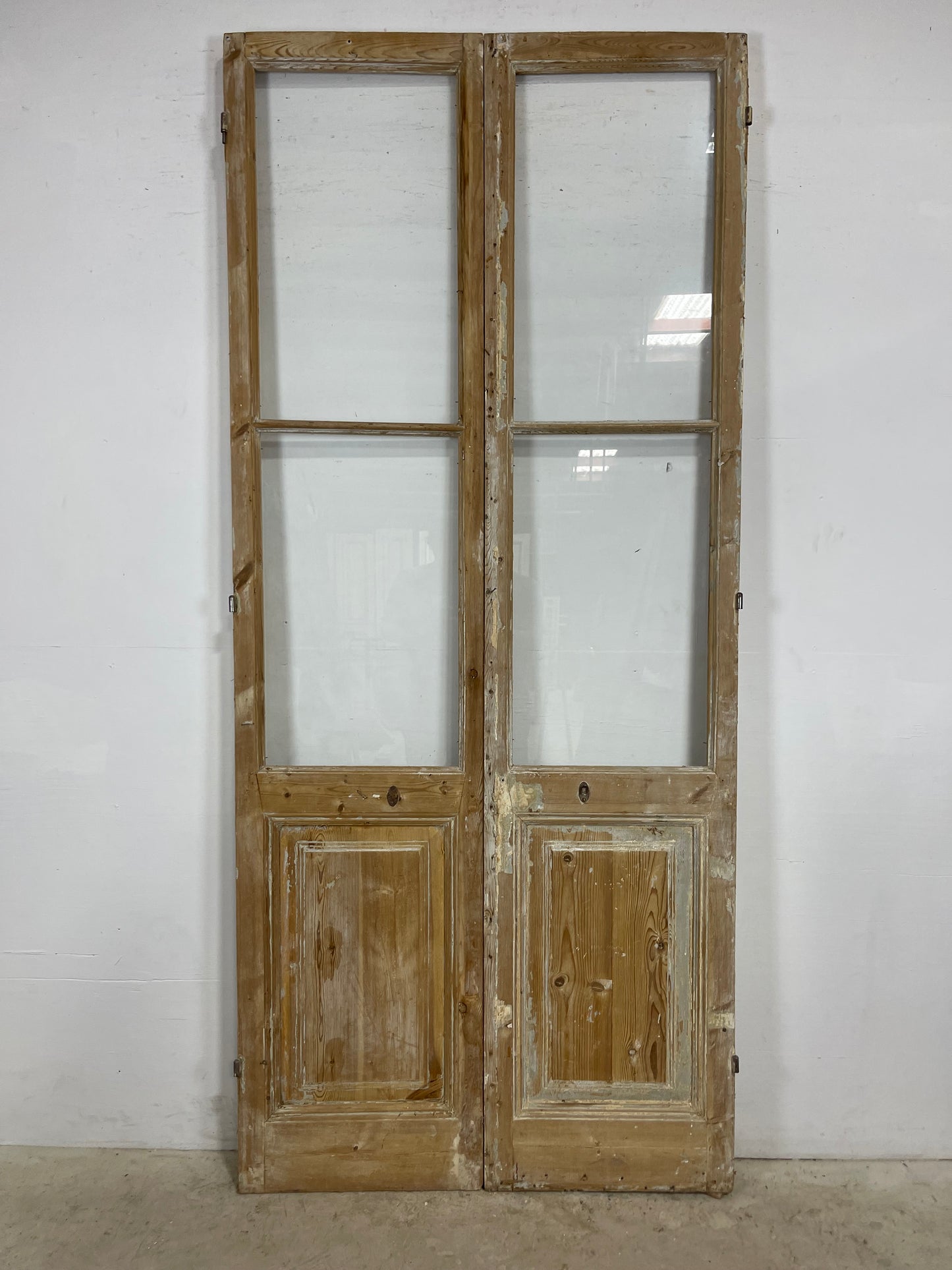 Antique French panel doors with glass (100x44) L387