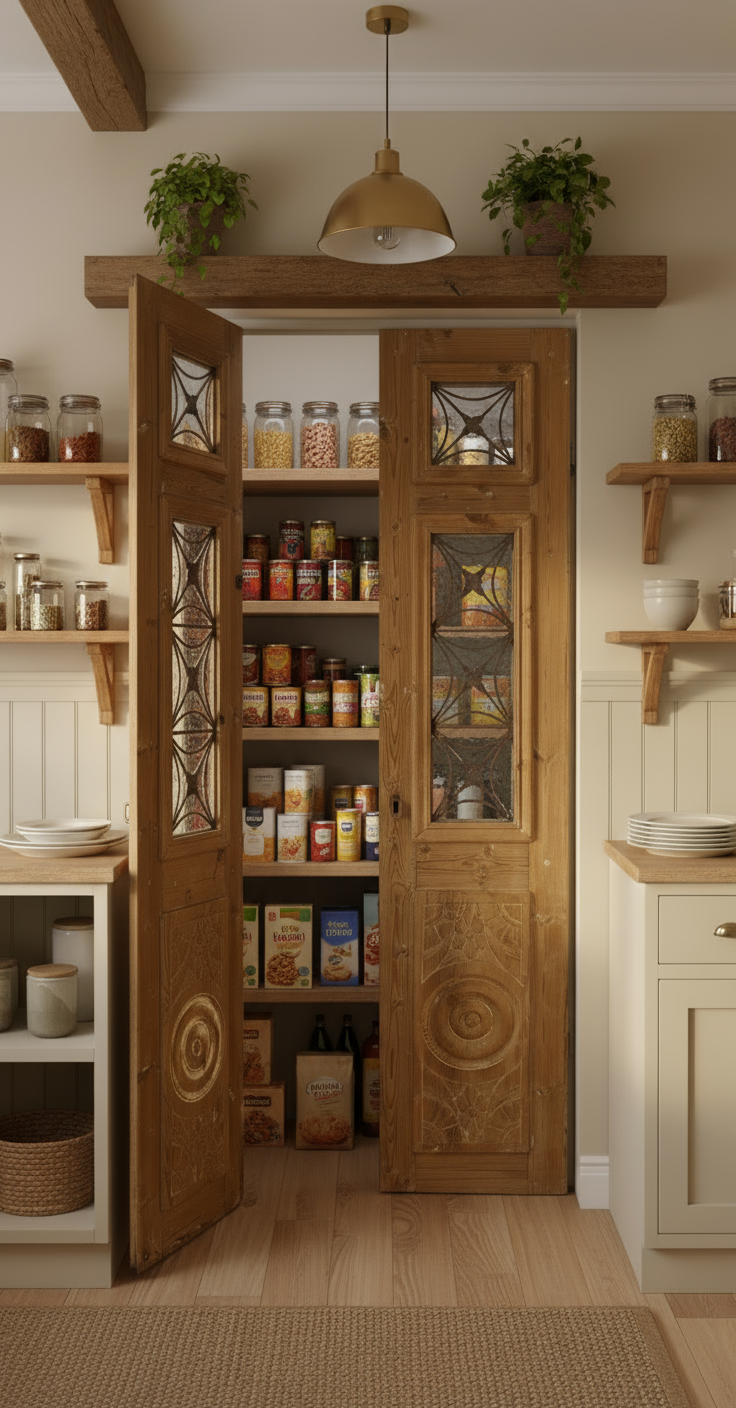 Antique French panel doors with Metal (83x35.5) P98