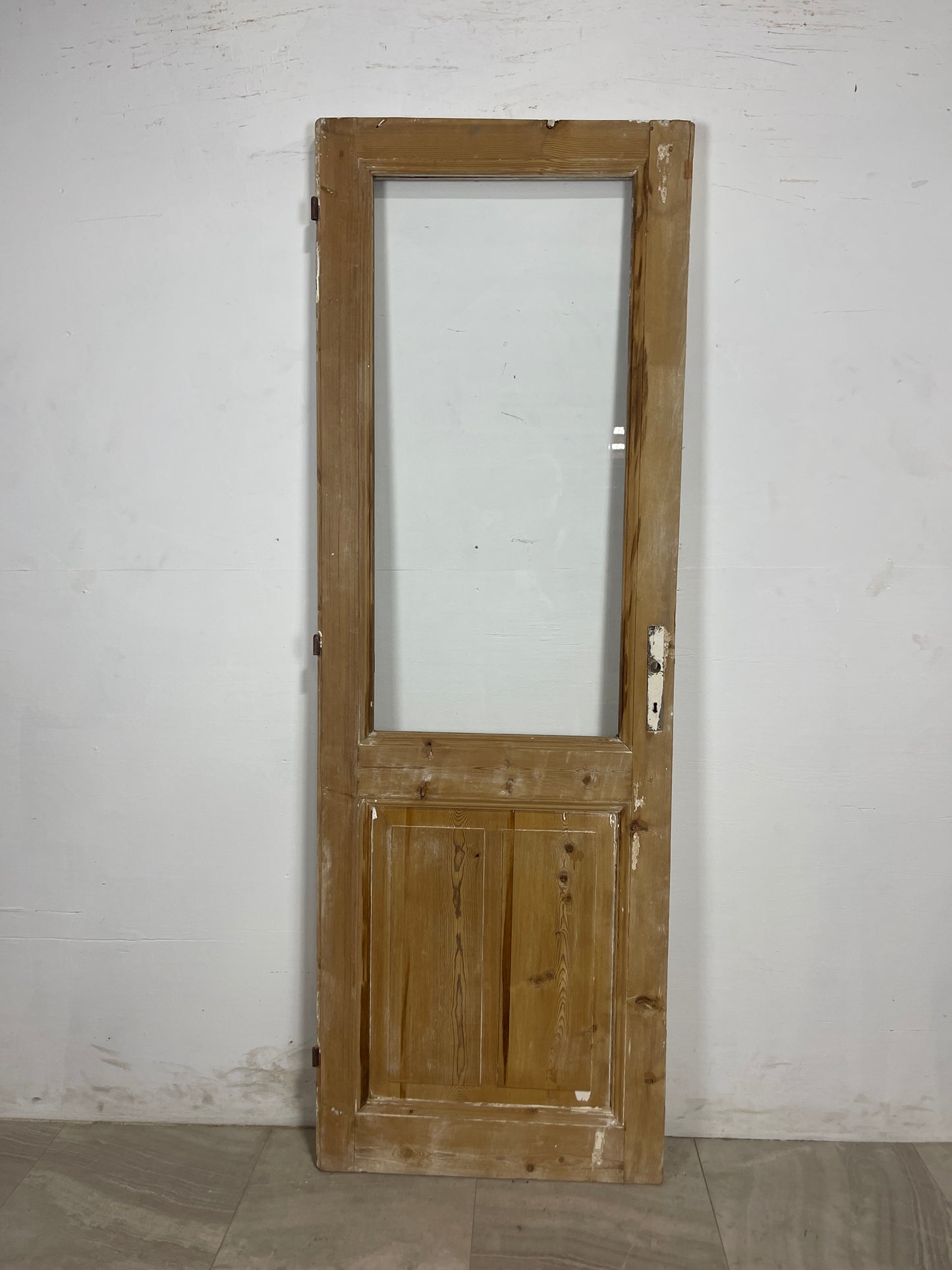 Antique French Panel Door with Glass (81 x 27.5) N193