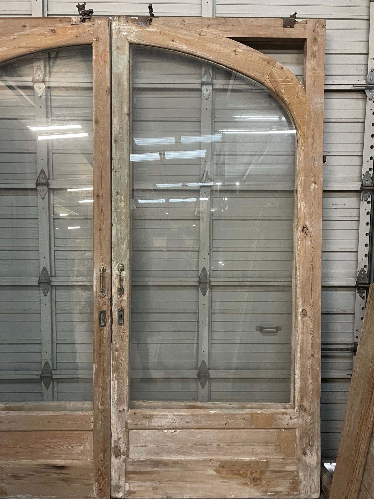 Antique French Panel Doors with glass (109.5x97.5) J923