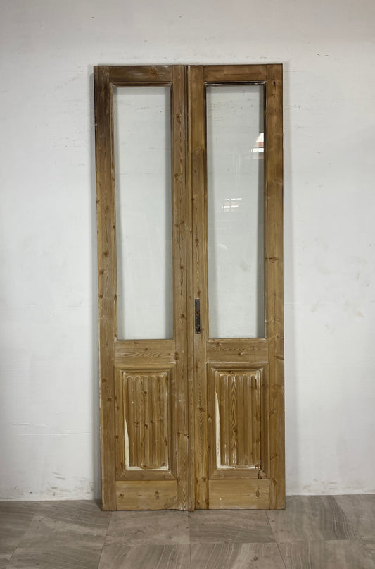 Antique French Panel Doors with Glass   (103.5 x 43.5)   N026