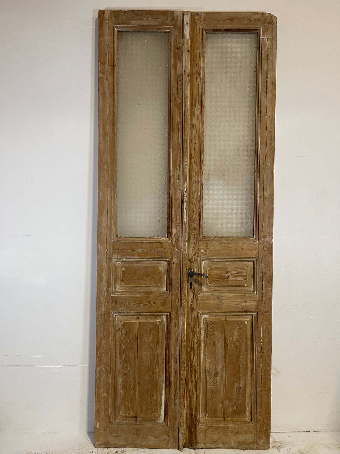 Antique French panel doors with glass (98.75x40.25) L200