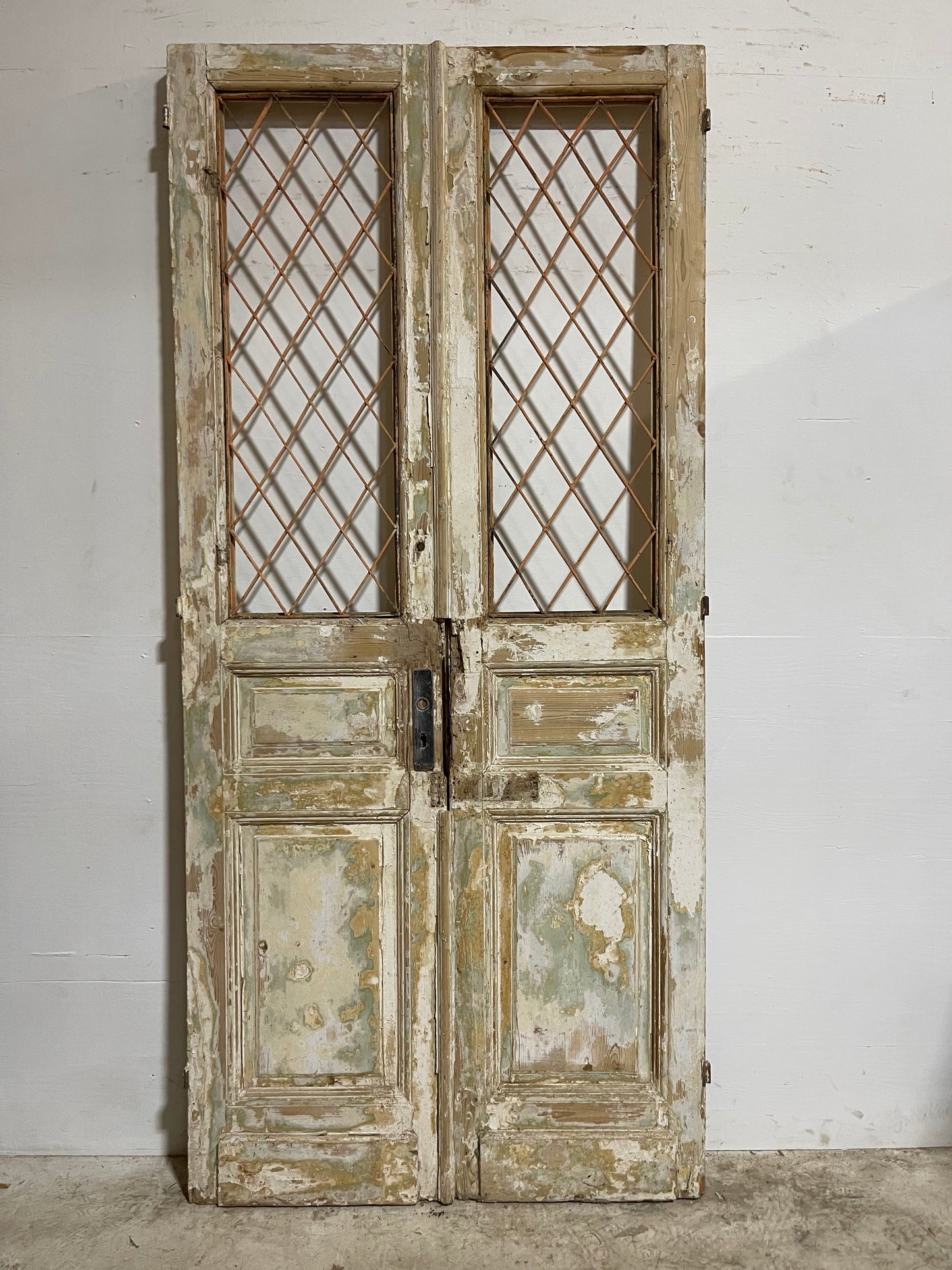 Antique French Panel Door with Metal (96x44) J119