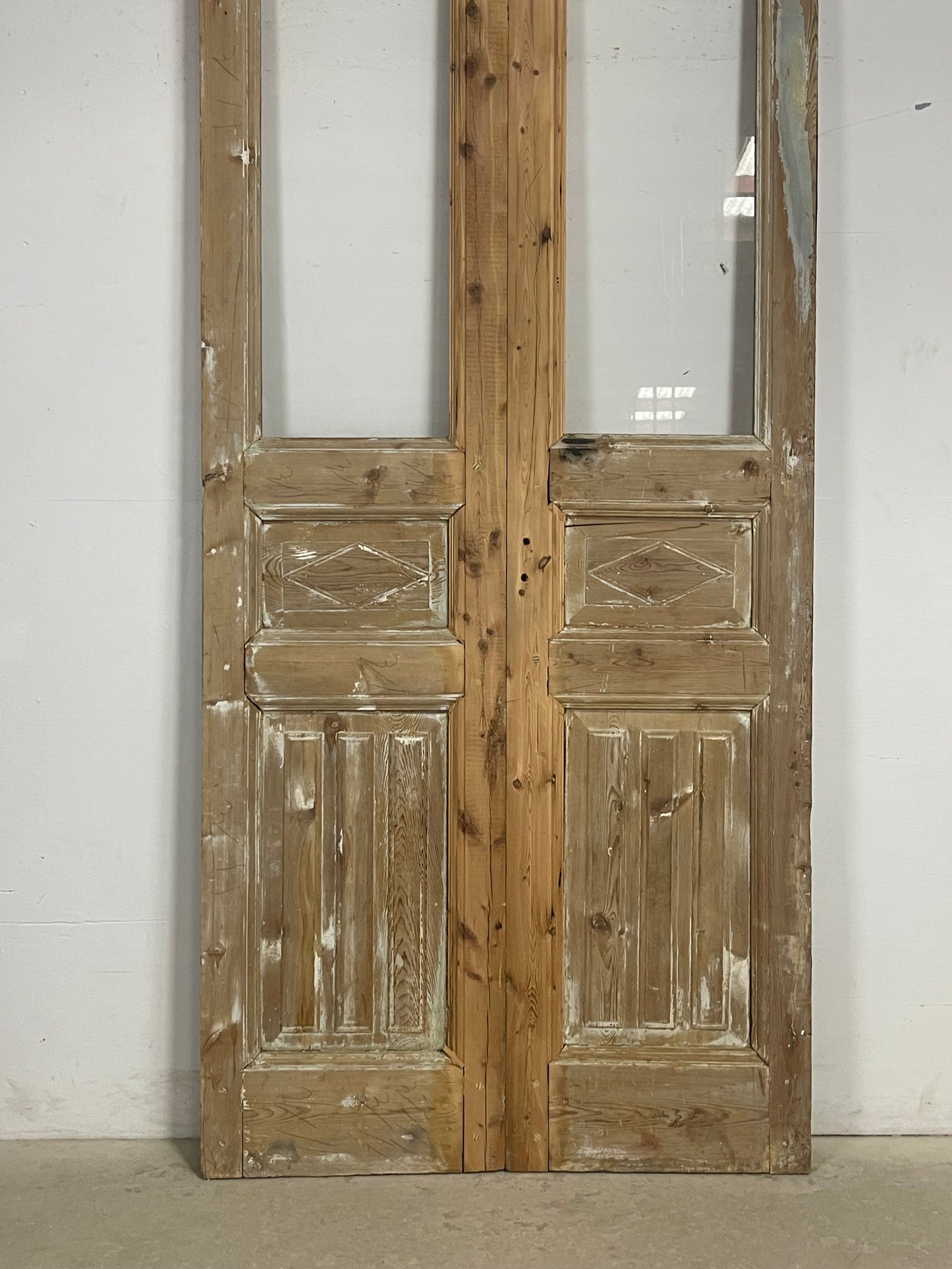 Antique French Panel Doors with glass (102.5x43.25) M267