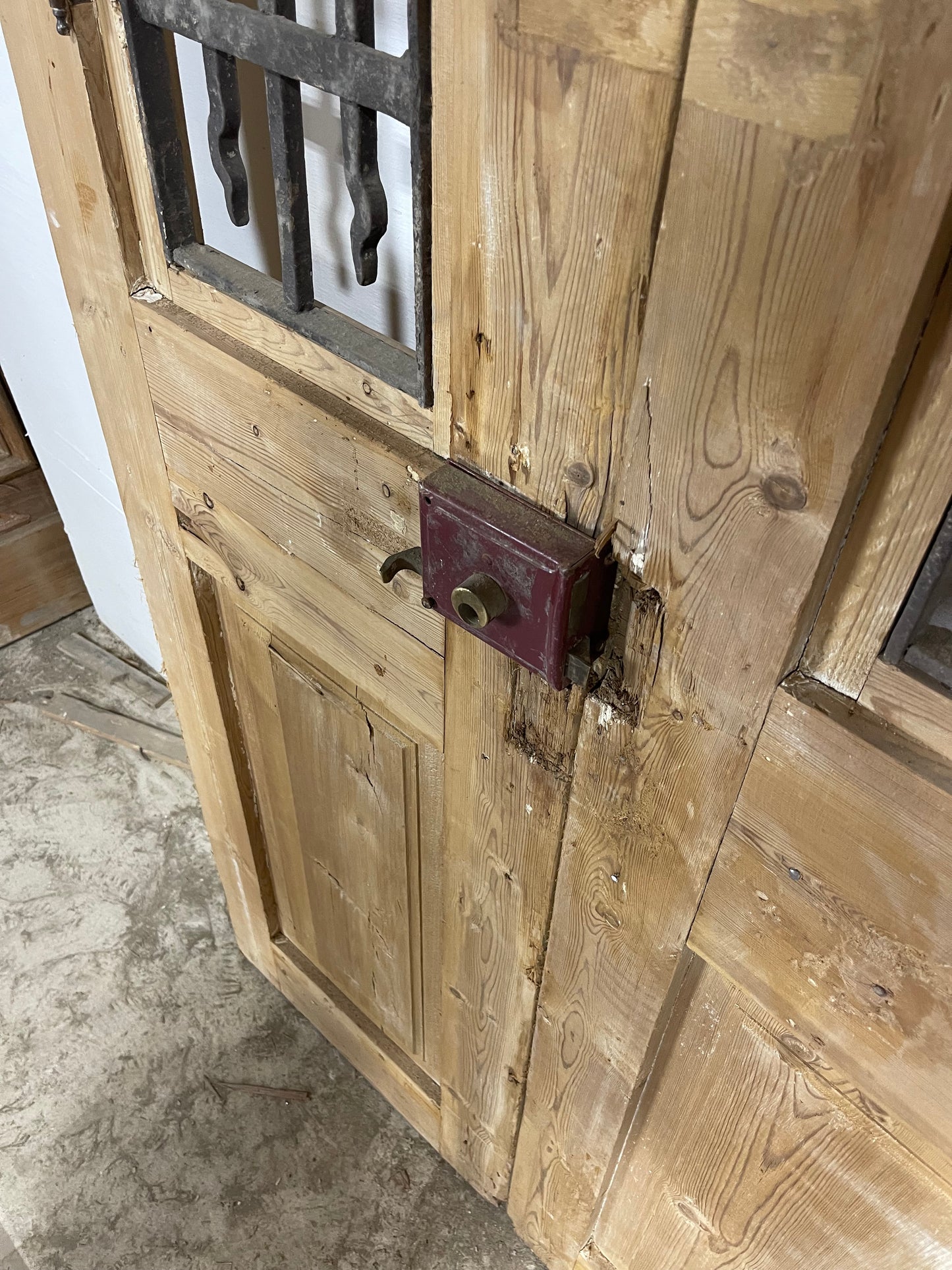 Antique French Panel Doors with Metal (93.5 x 40.5) M065