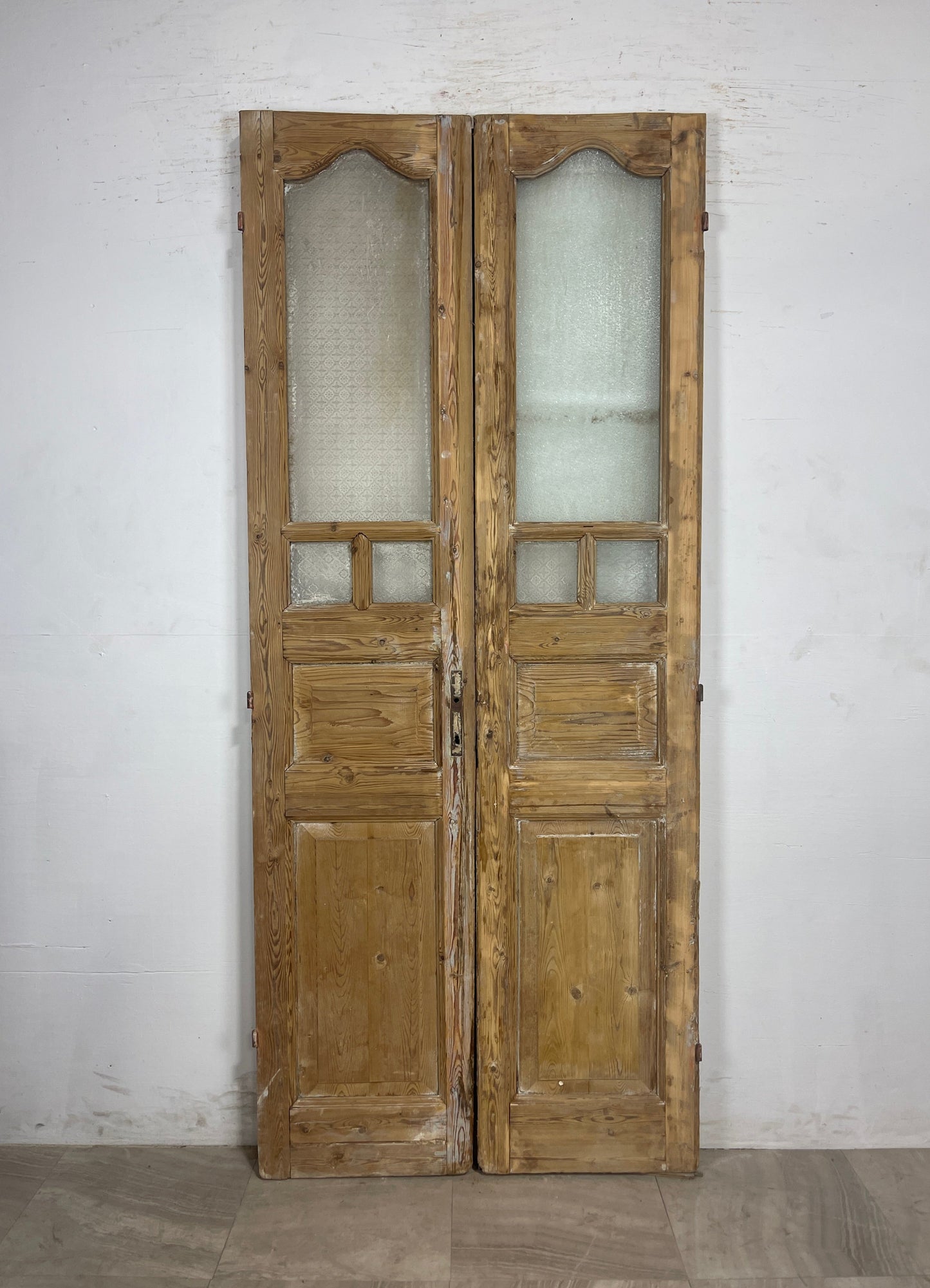 Antique French Panel Doors with glass (92.25 x 39.25)   N151