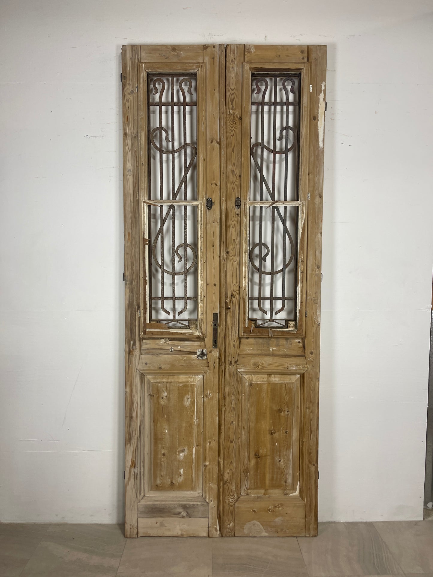 Antique French panel doors with Metal (102.5 x 42) O52