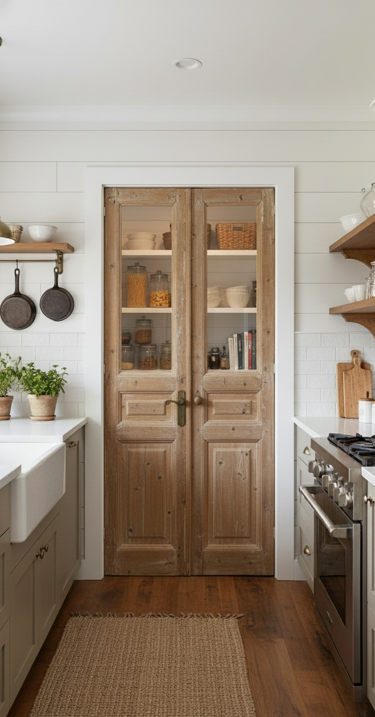Antique French panel doors with Glass (101x42) P144