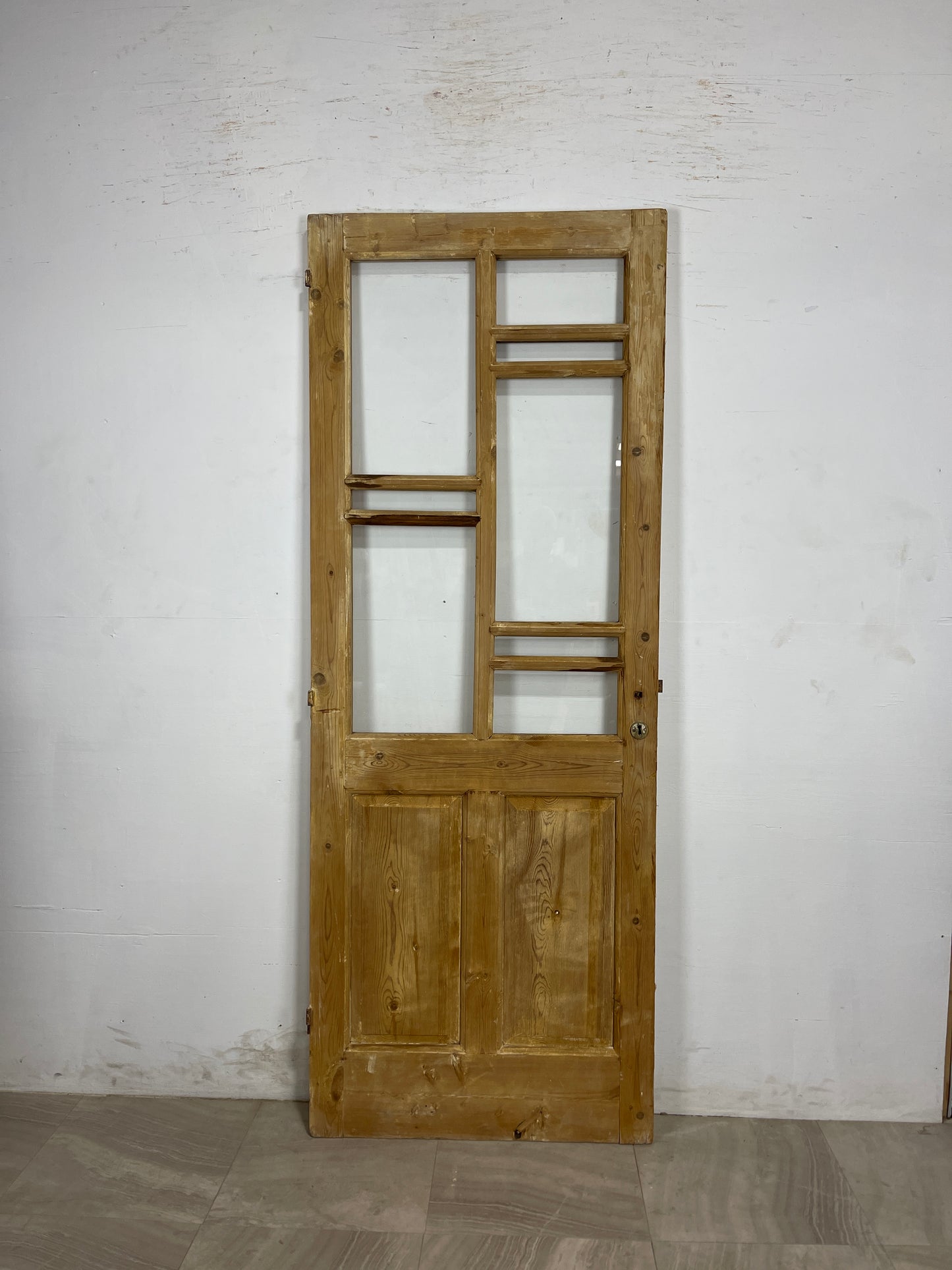 Antique French Panel Door with Glass (84.25 x 31.5) N161