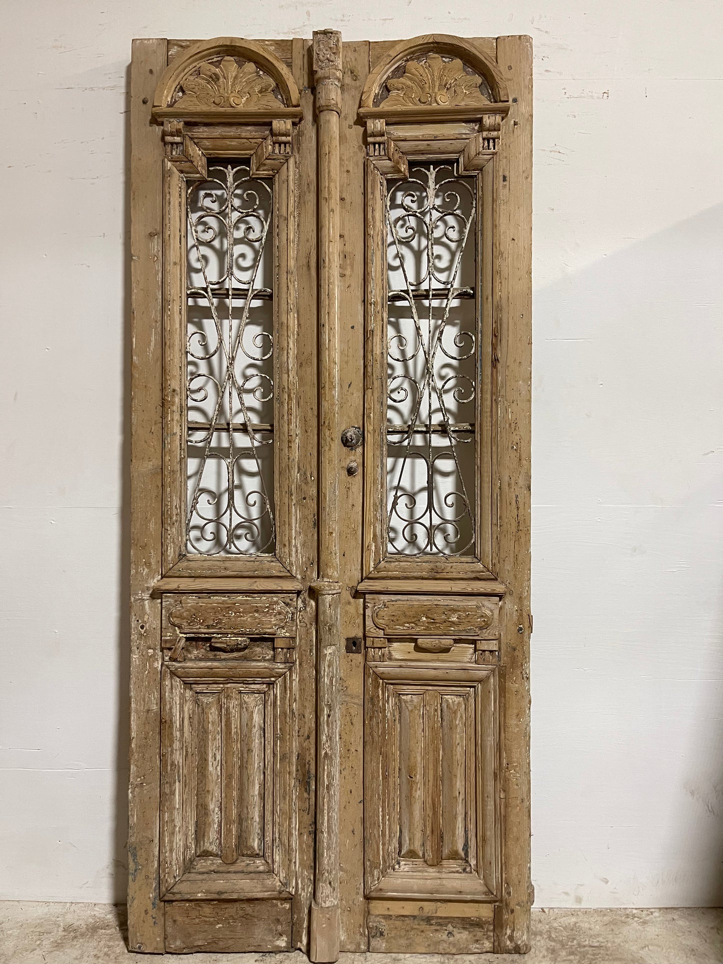 Antique French Panel Doors with Metal (99x47.75) J120