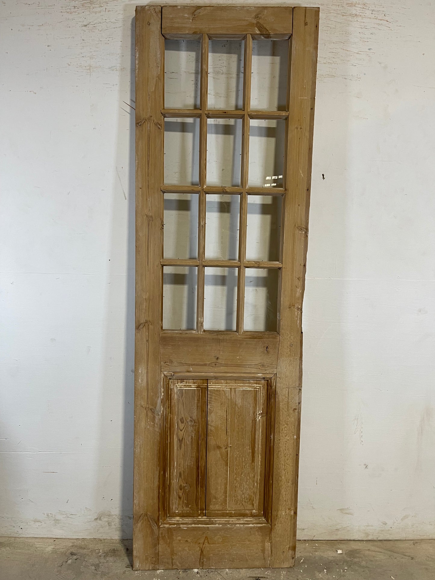 Antique French Panel Door with Glass (88.25x27) L124