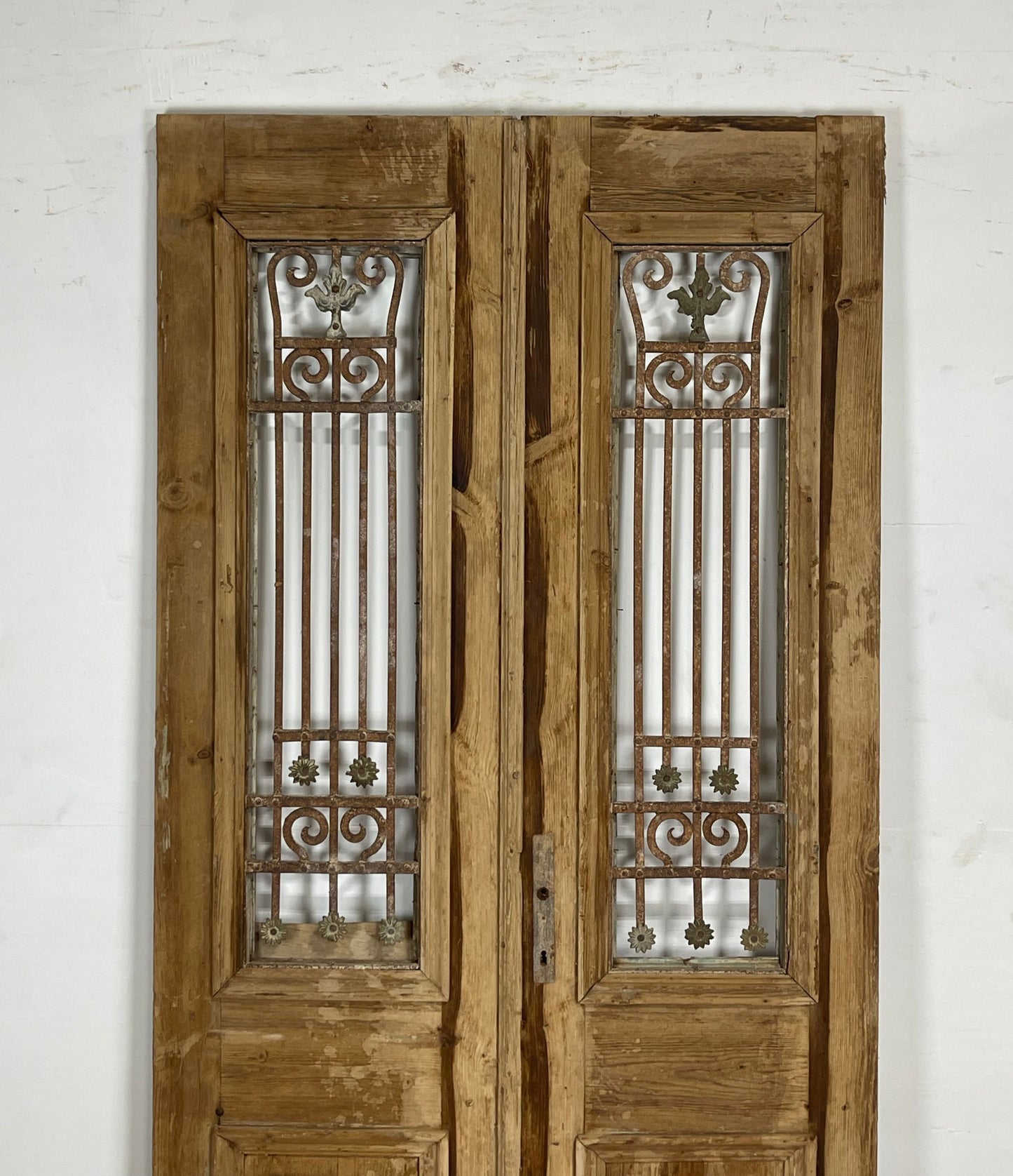 Antique French Panel Doors with Metal (92 x 44) N014
