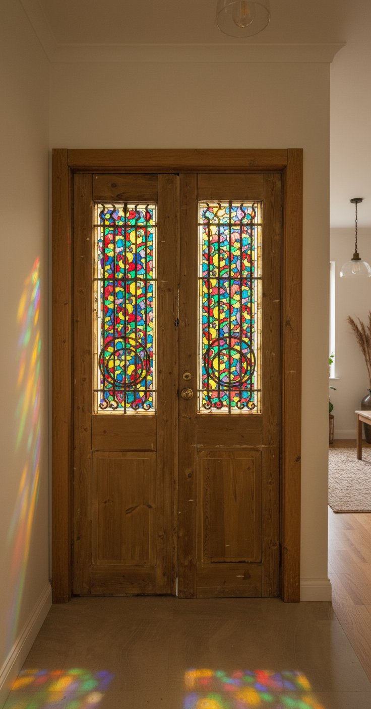 Antique French panel doors with Metal (89x44) P113