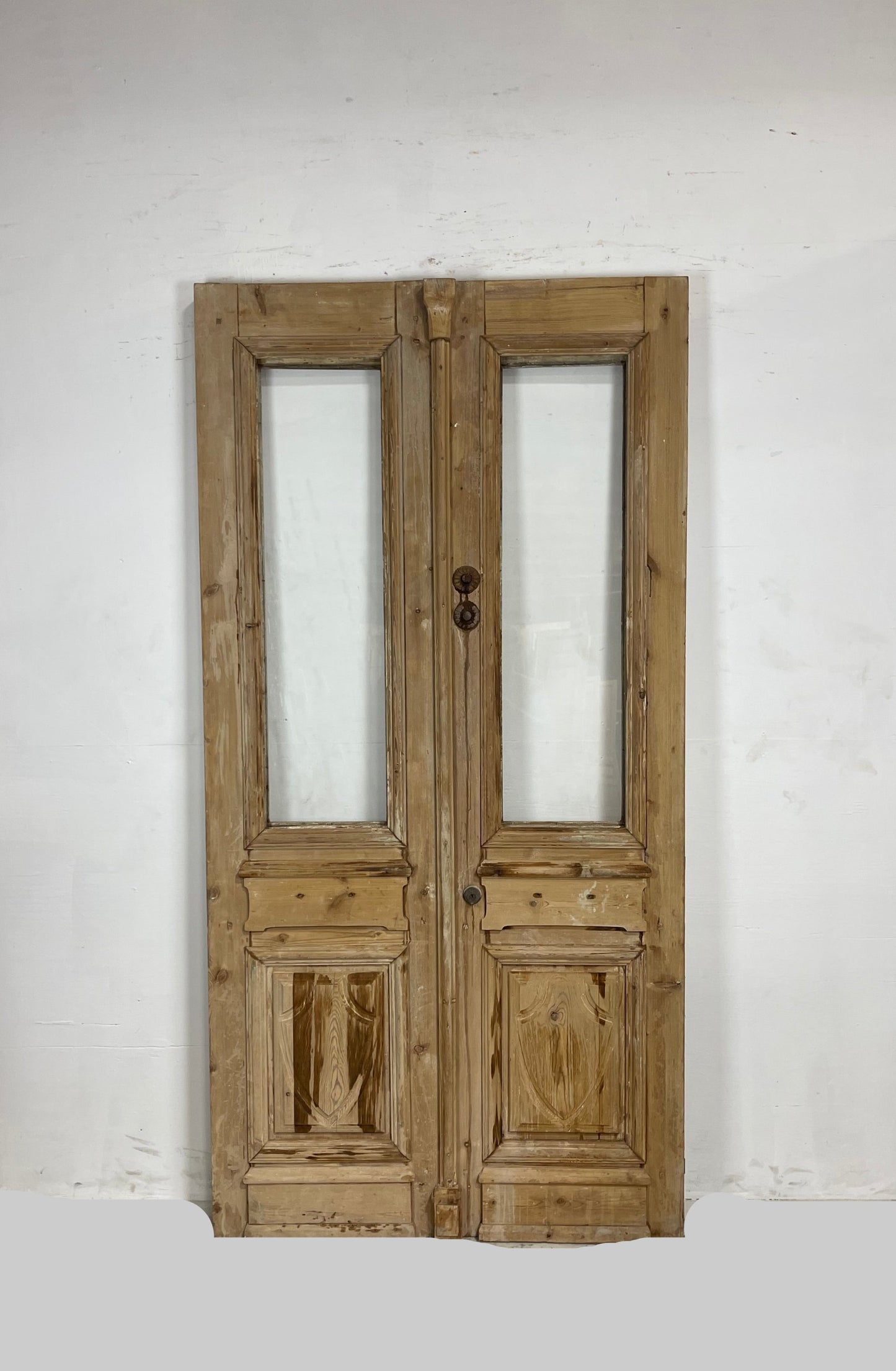 Antique French Panel Doors with glass (92.5 x 47) N017
