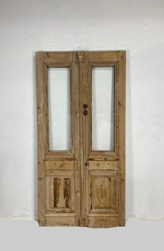 Antique  French Panel Doors with glass (92.5 x 47)   N017
