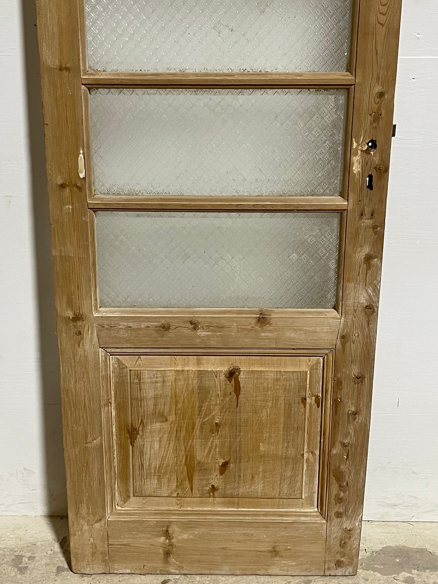 Antique French Panel Door with Glass (89x28.5) J909