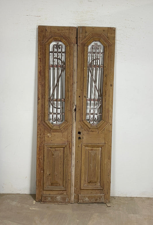 Antique French panel doors with Metal (93 x 40.5) P69
