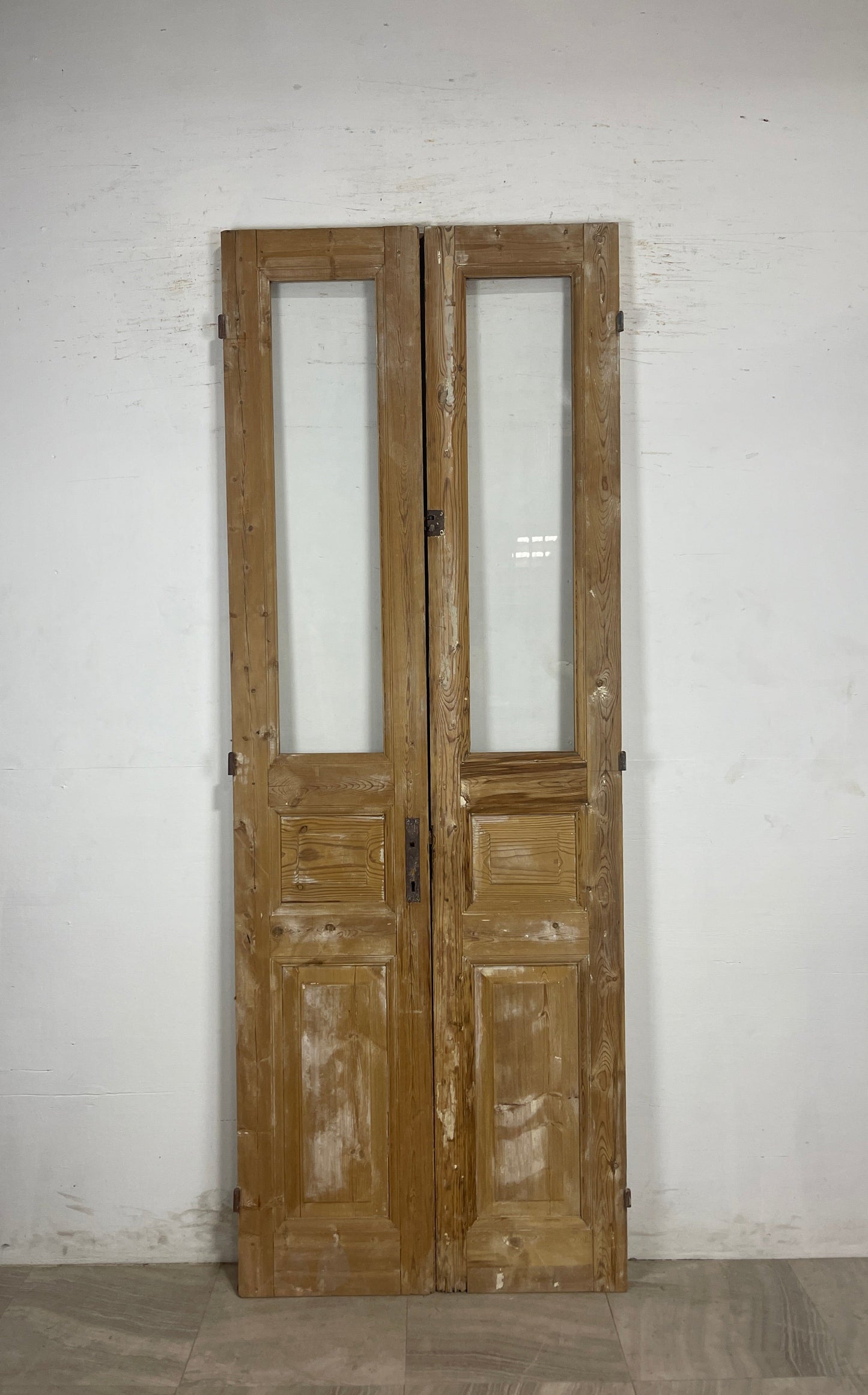 Antique French Panel Doors with glass (96.5 x 35.5) N154
