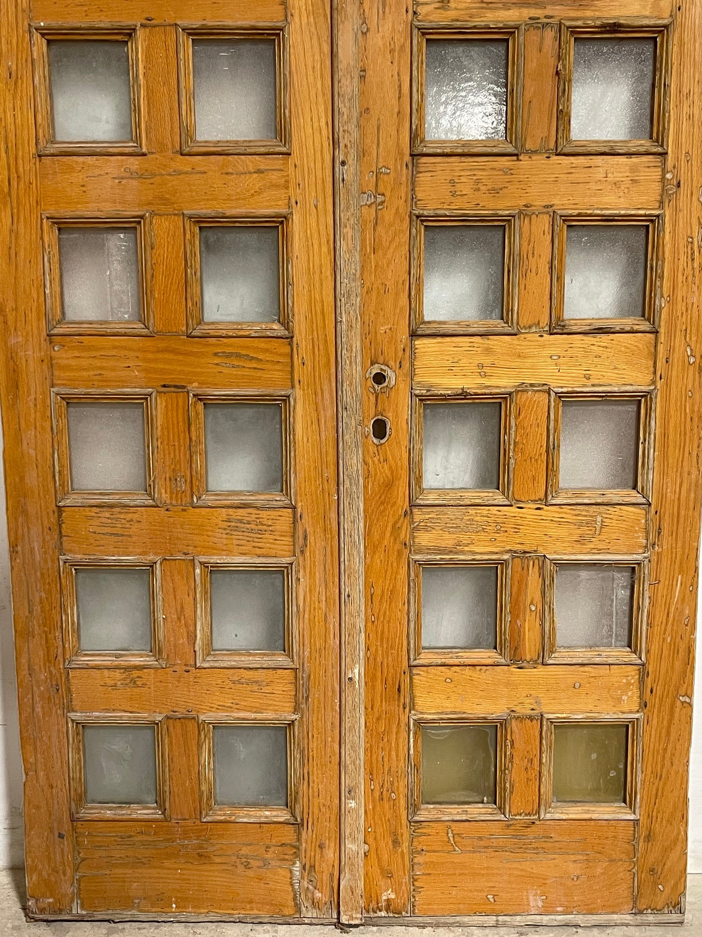 Antique French arched panel doors with glass (105x50) K327