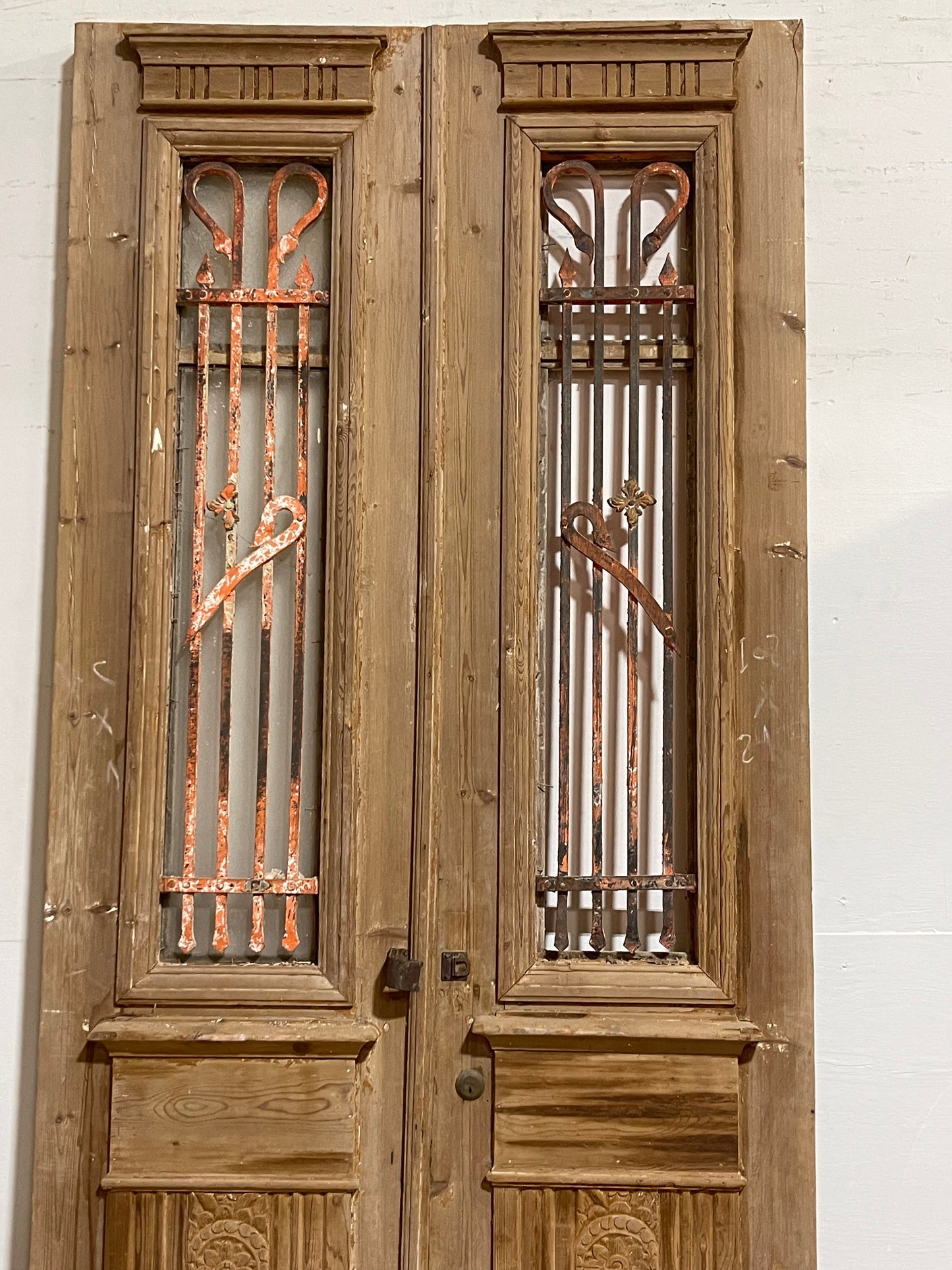 Antique French Panel Doors with Metal (97.5x39.75) J117