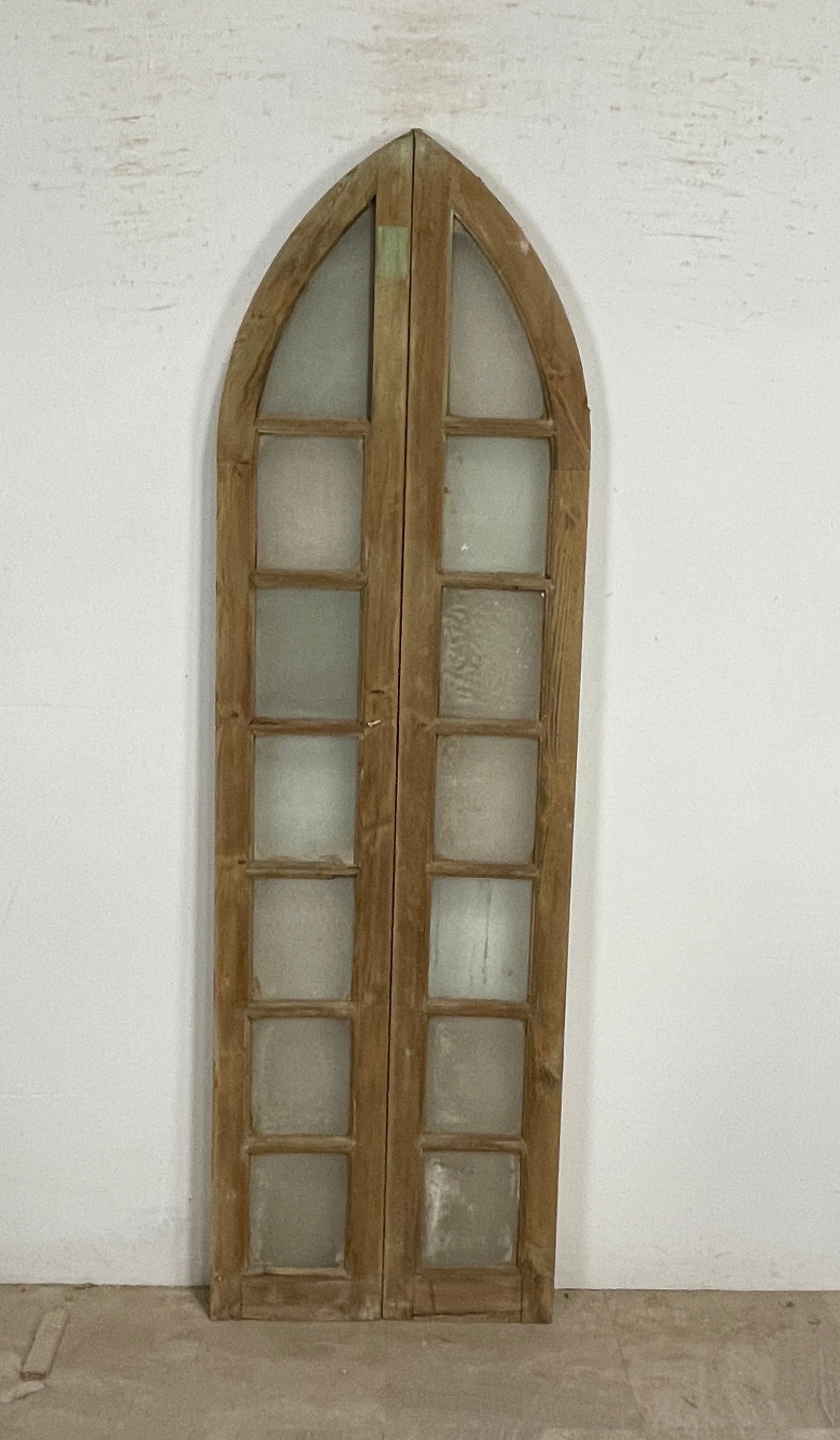 Antique French panel arched doors with Glass (89.5 x 27.5) P11