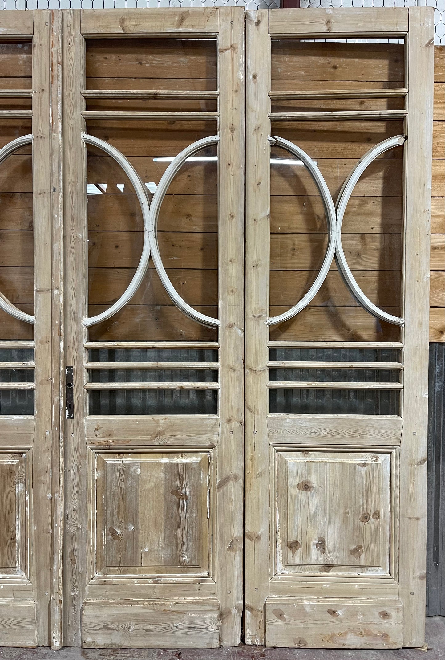 Antique French Panel Doors with glass  (99.5x116)  K302