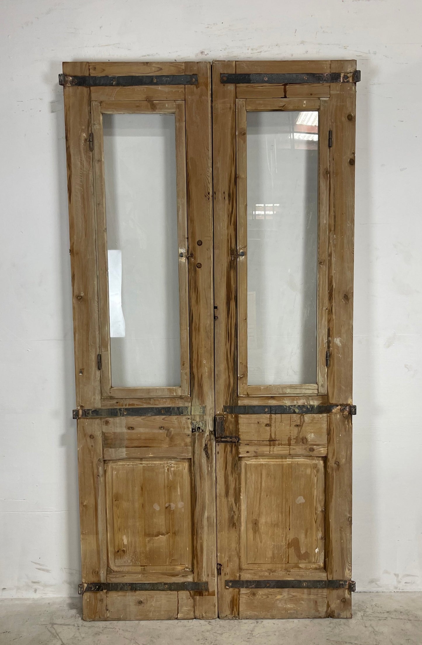 Antique French Panel Doors with glass (92.5 x 47) N017