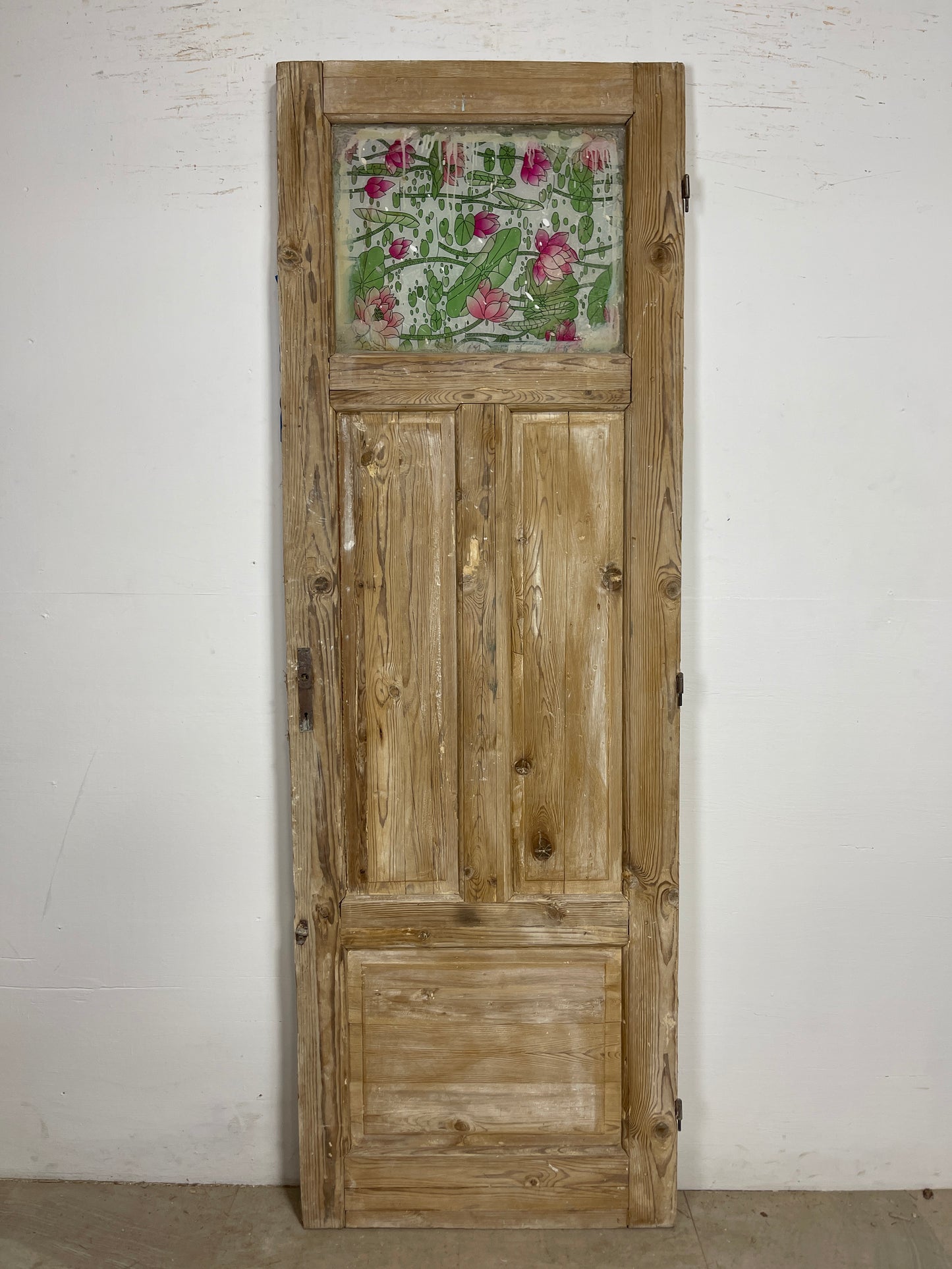 Antique French Panel Door - Single with glass (84.5x28.75) O241 AI