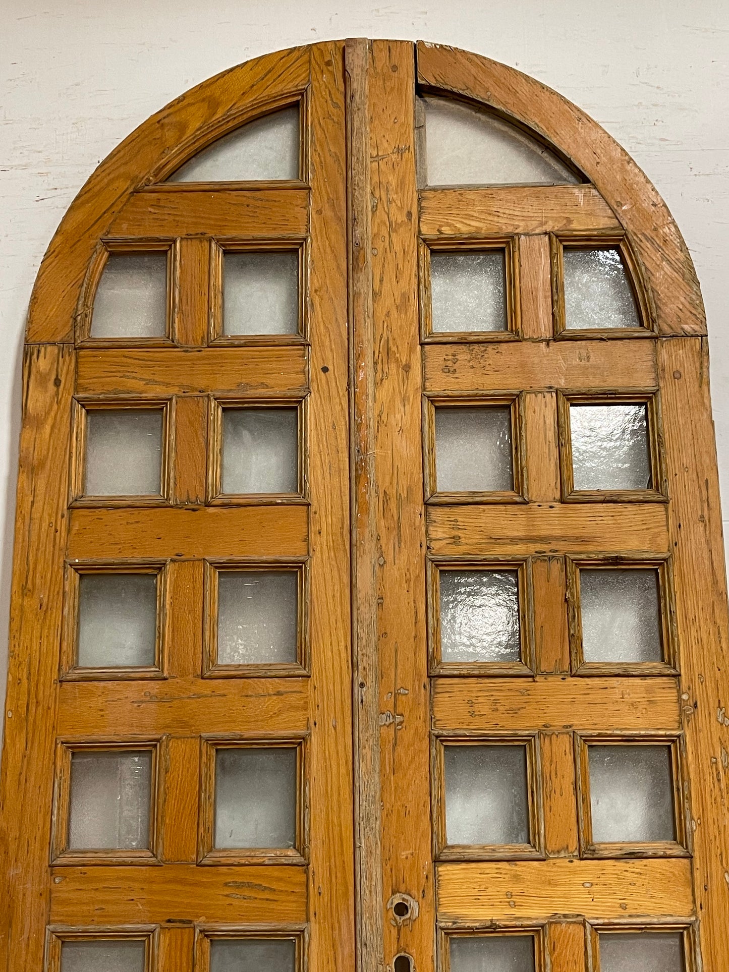 Antique French arched panel doors with glass (105x50) K327